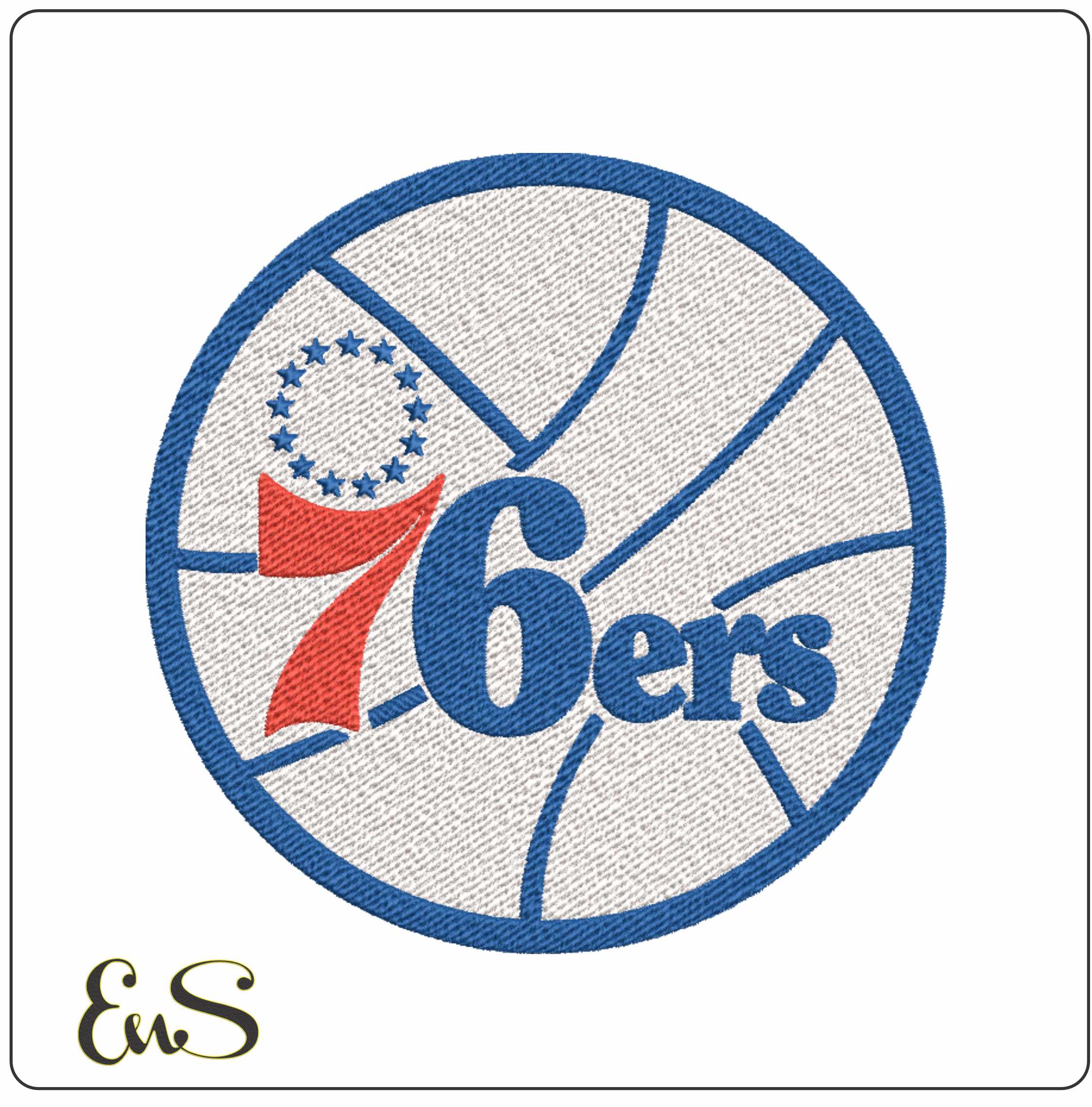 Philadelphia 76ers 1977 NBA Logo  embroidery design -Wells Fargo Center Arena- embroidery  machine pattern embroidery file - instant download