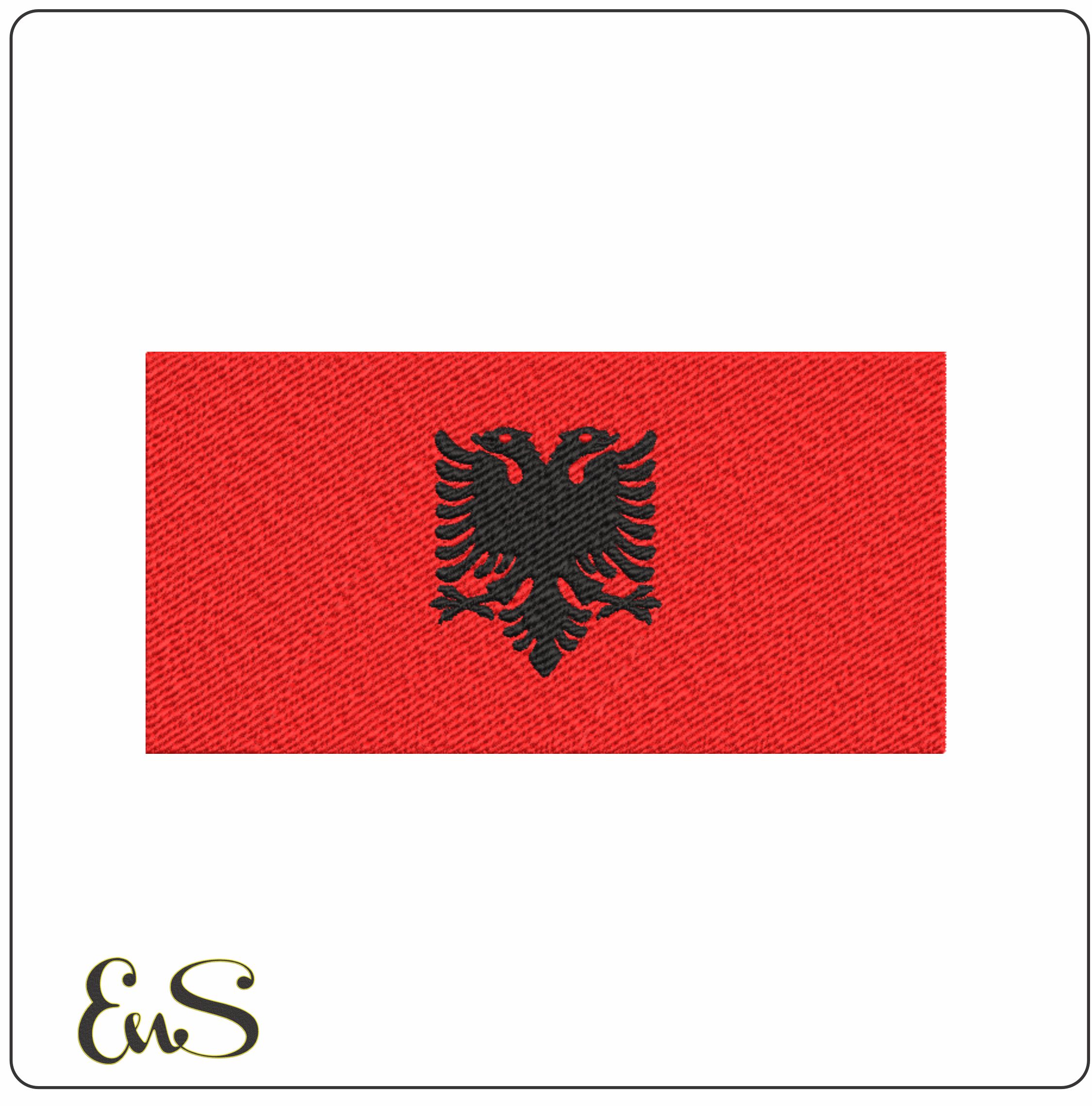 Albania Flag, National Map Flag, Red & Black, double headed eagle machine pattern embroidery file - instant download
