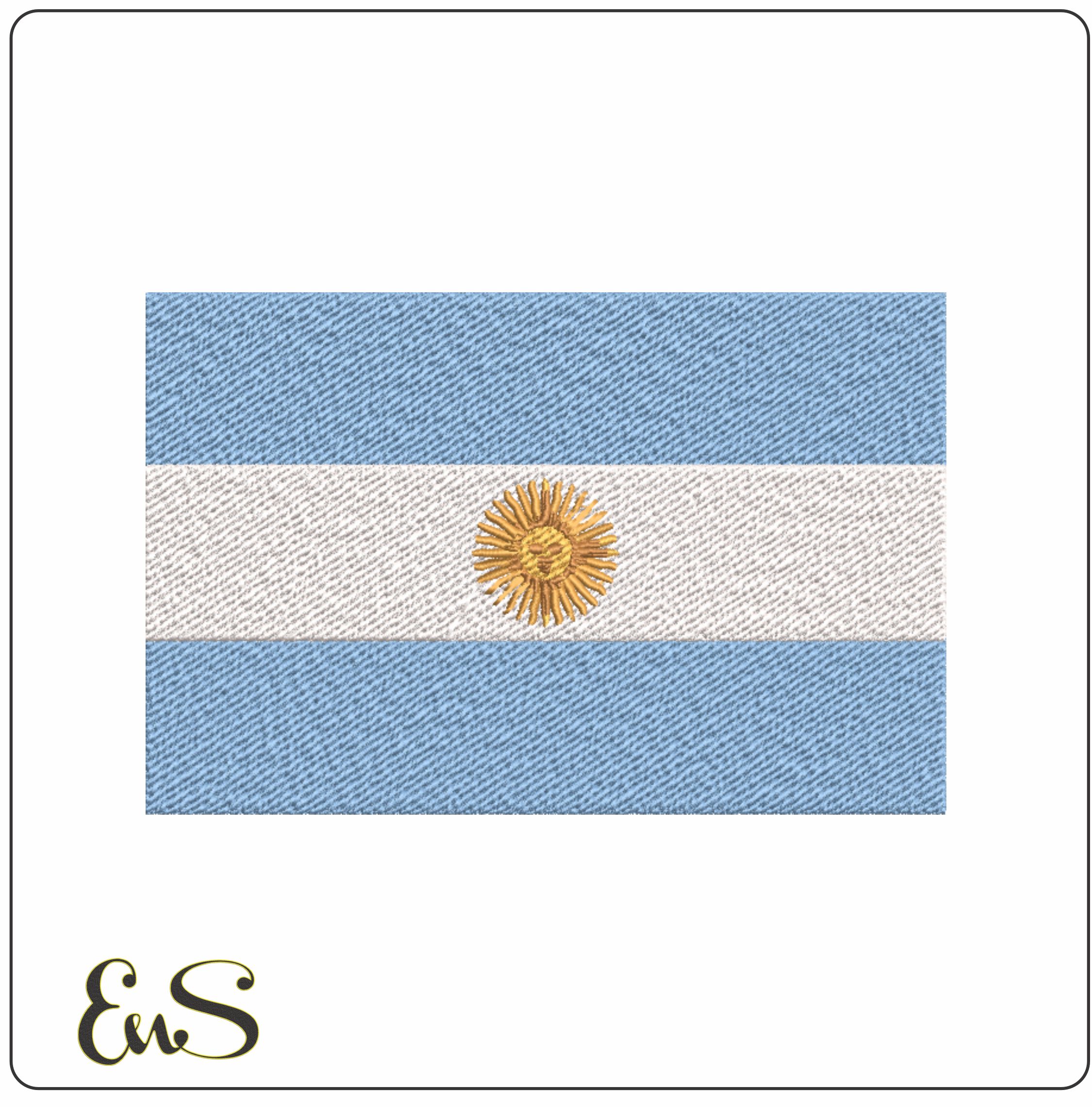 Argentina Flag, National Map Flag, Blue White and Sun of May, Sol de Mayo, machine pattern embroidery file - instant download