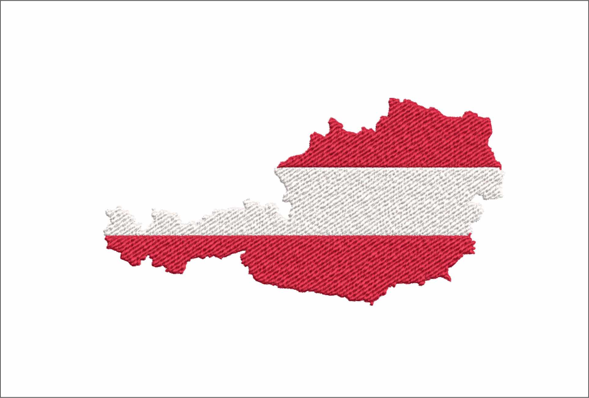 Austria Flag in Country outline, National Map Flag, Red White, machine pattern embroidery file - instant download