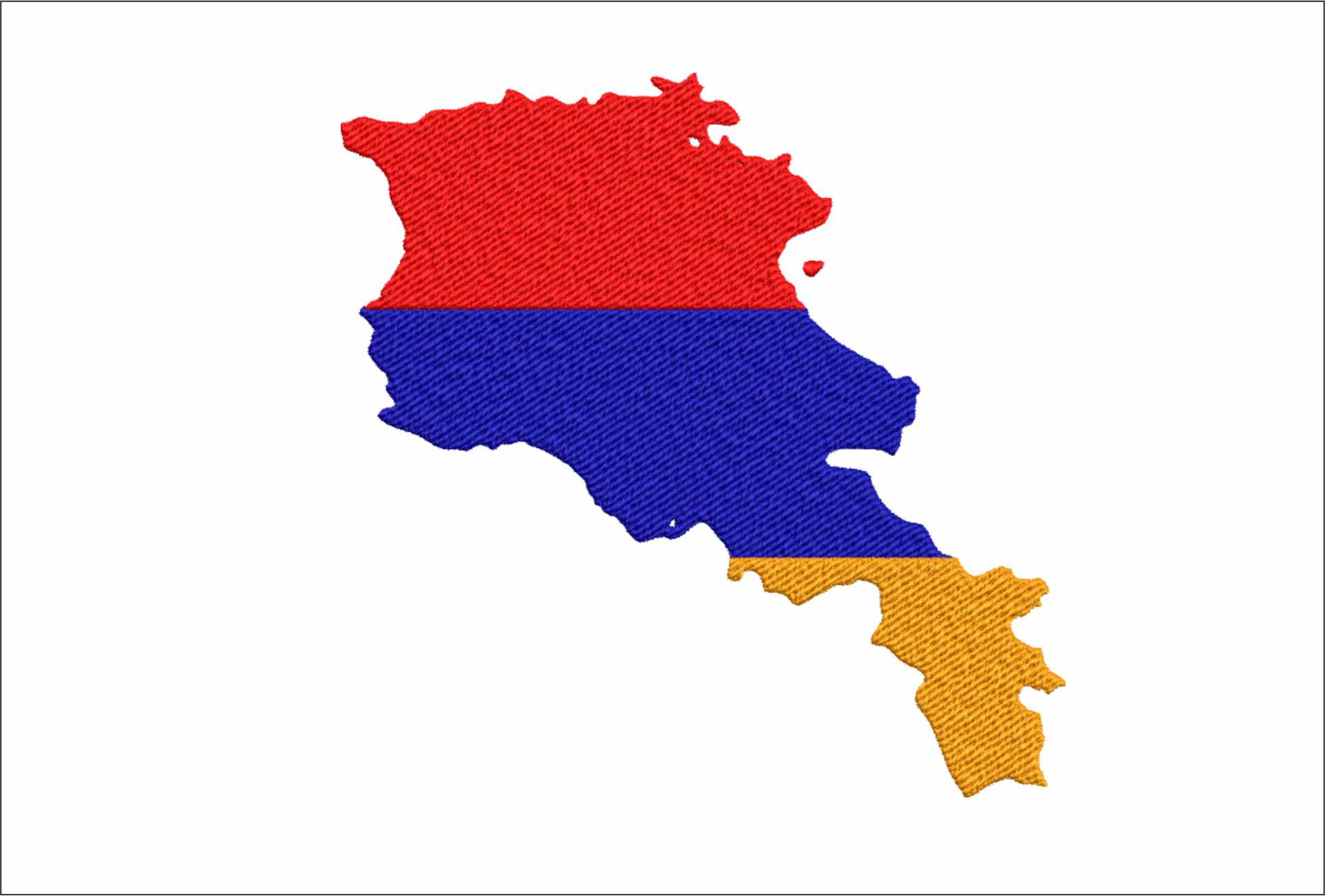 Armenia Map Flag in Country outline, National Map Flag, Red, Blue, Orange machine pattern embroidery file - instant download