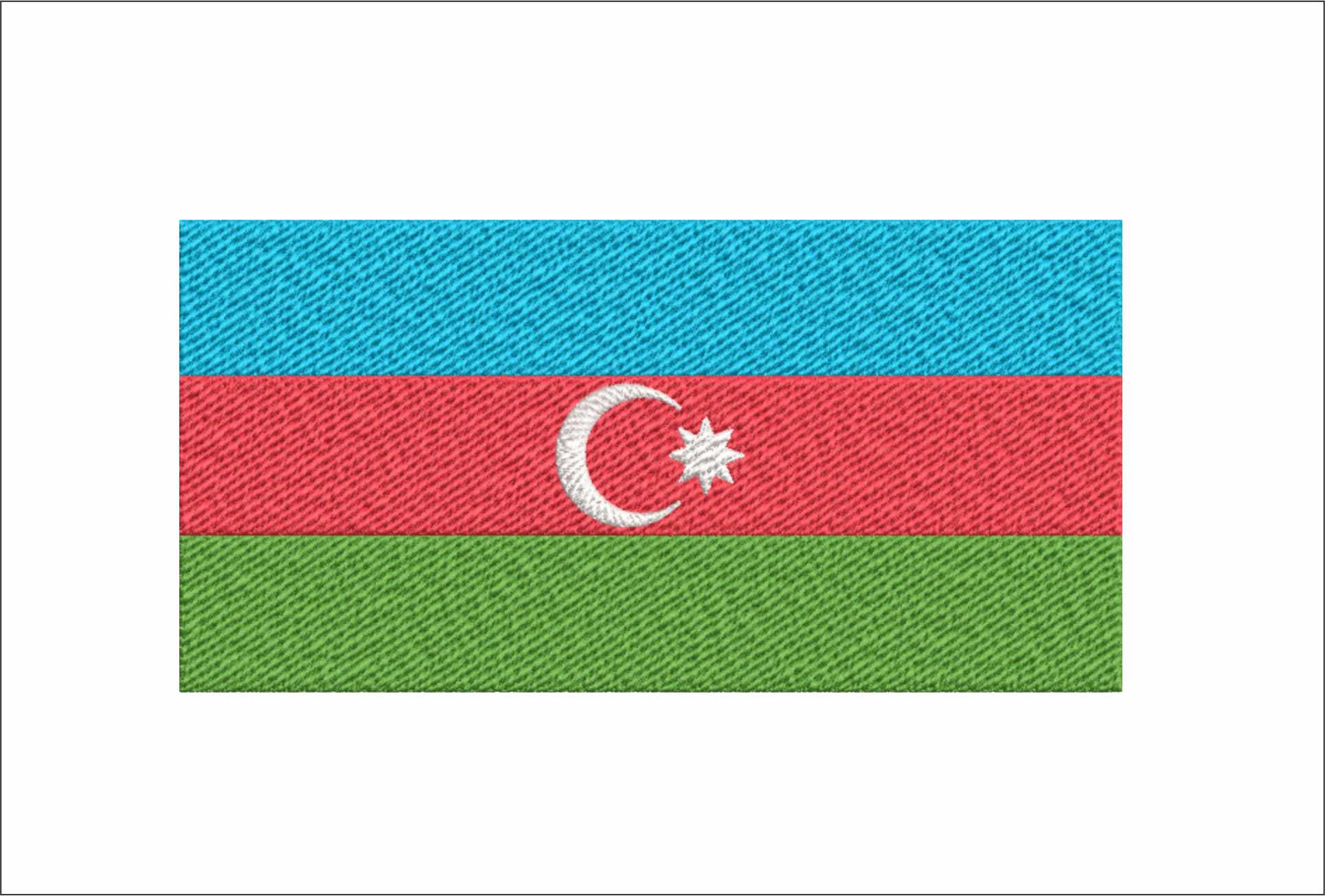 Azerbaijan Flag in Country outline, National Map Flag, Red, Green, Blue and Crescent and star in white machine pattern embroidery file - instant download (Copy)