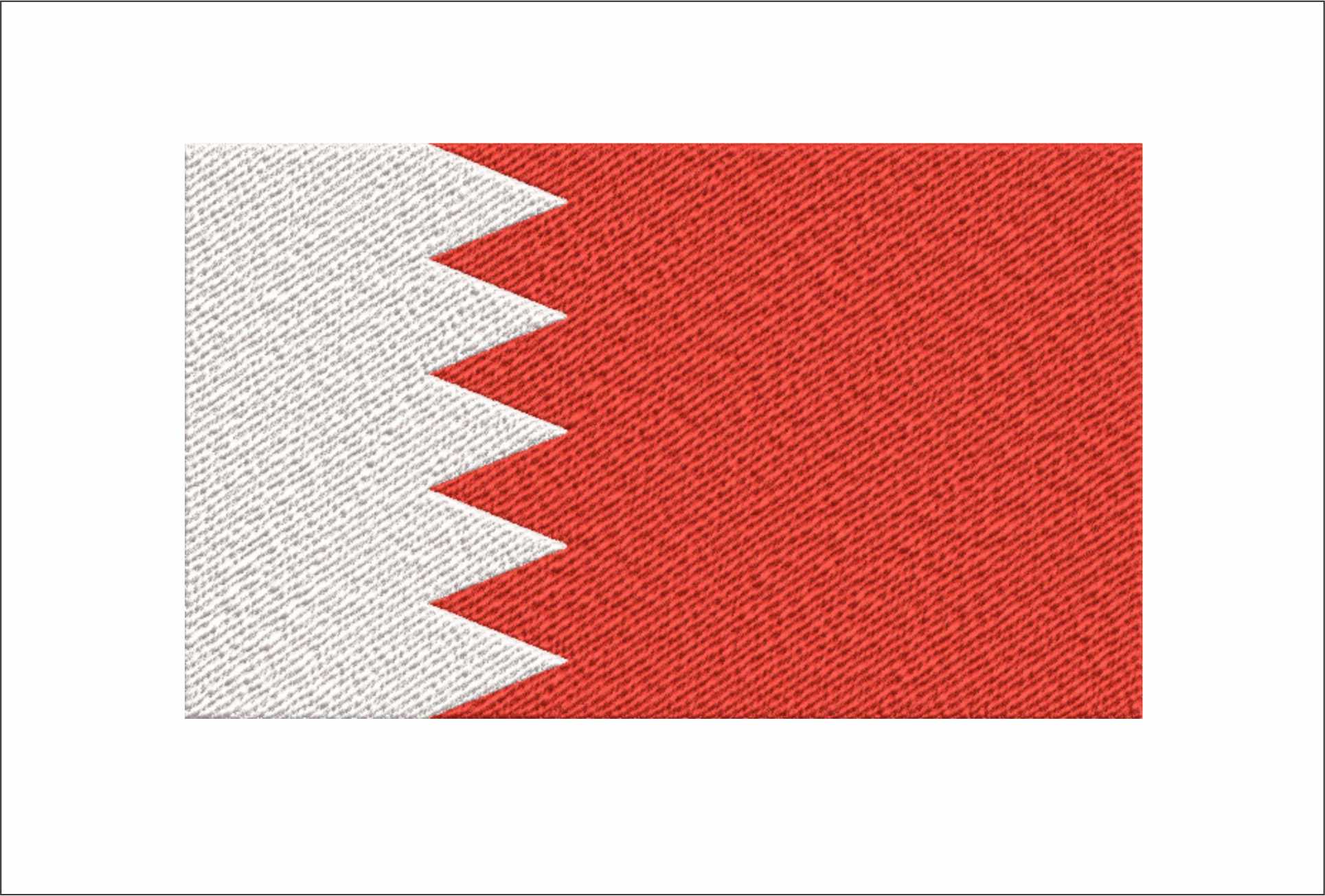 Bahrain Map Flag in Country outline, National Map Flag, Red and White intersected wedges machine pattern embroidery file - instant download