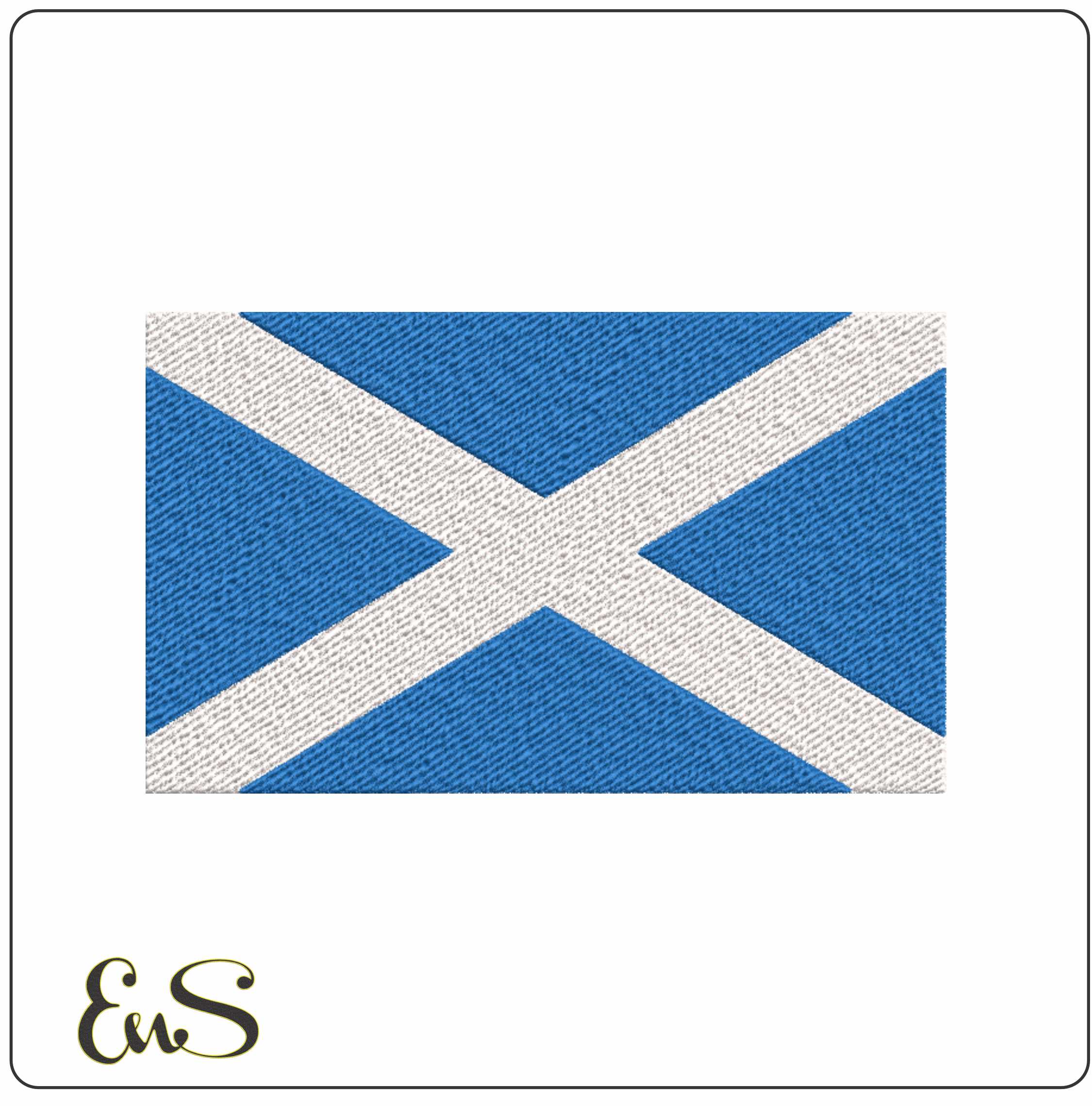 Scotland flag outline, National Map Flag, Blue with White Cross machine pattern embroidery file - instant download