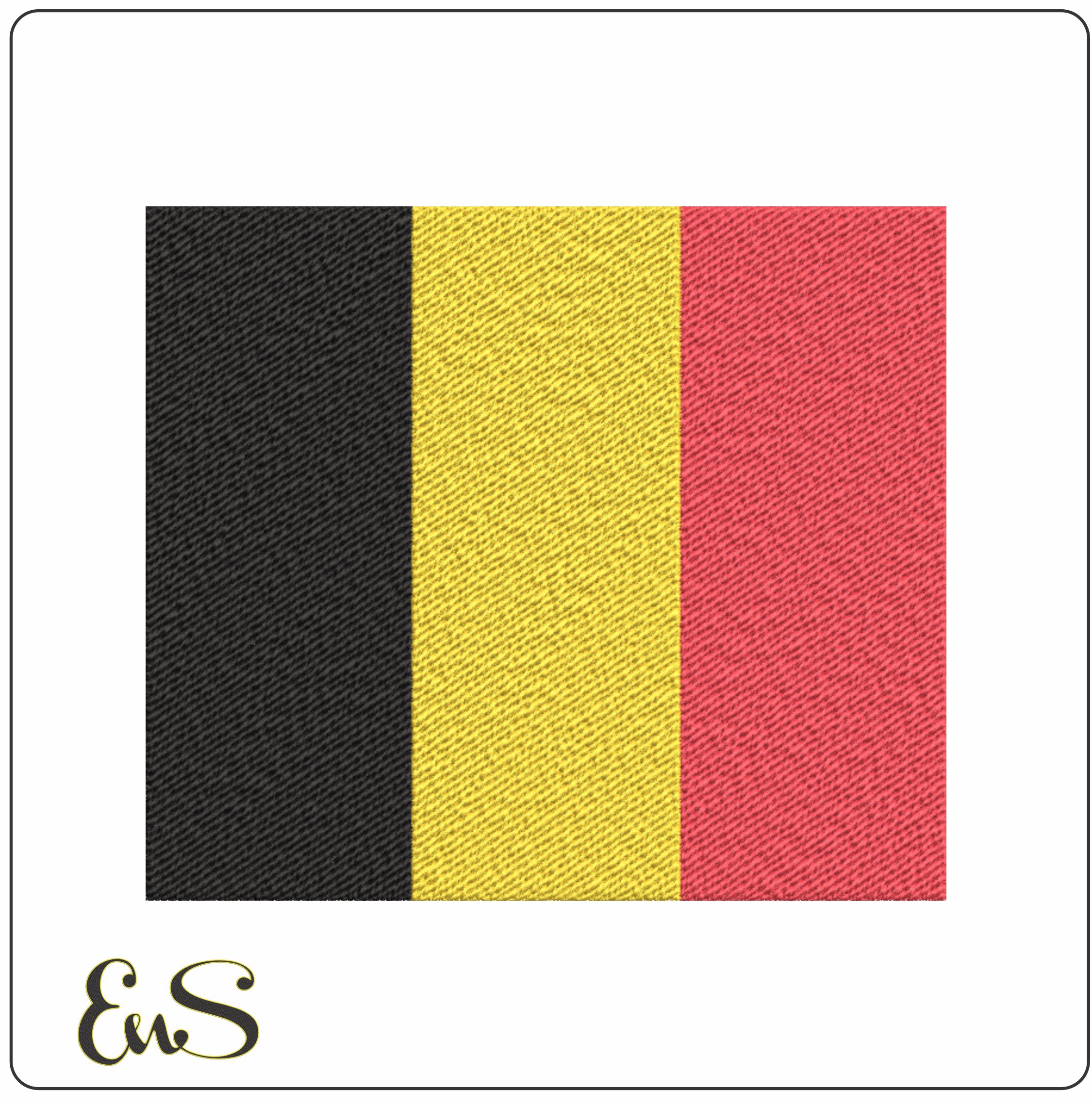 Belgium Map Flag in Country outline, National Map Flag Black Yellow and Red machine pattern embroidery file - instant download