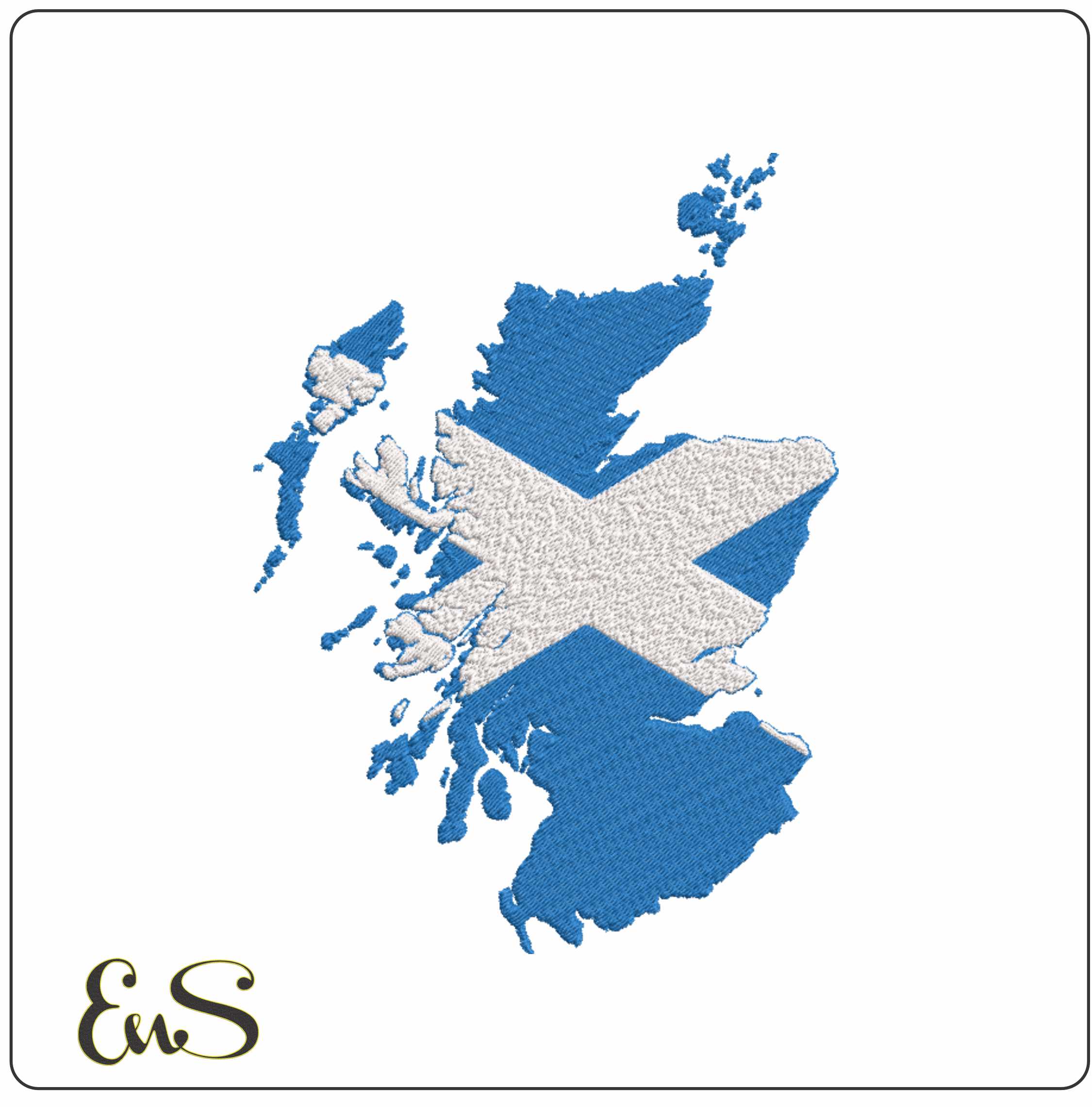 Scotland flag outline, National Map Flag, Blue with White Cross machine pattern embroidery file - instant download