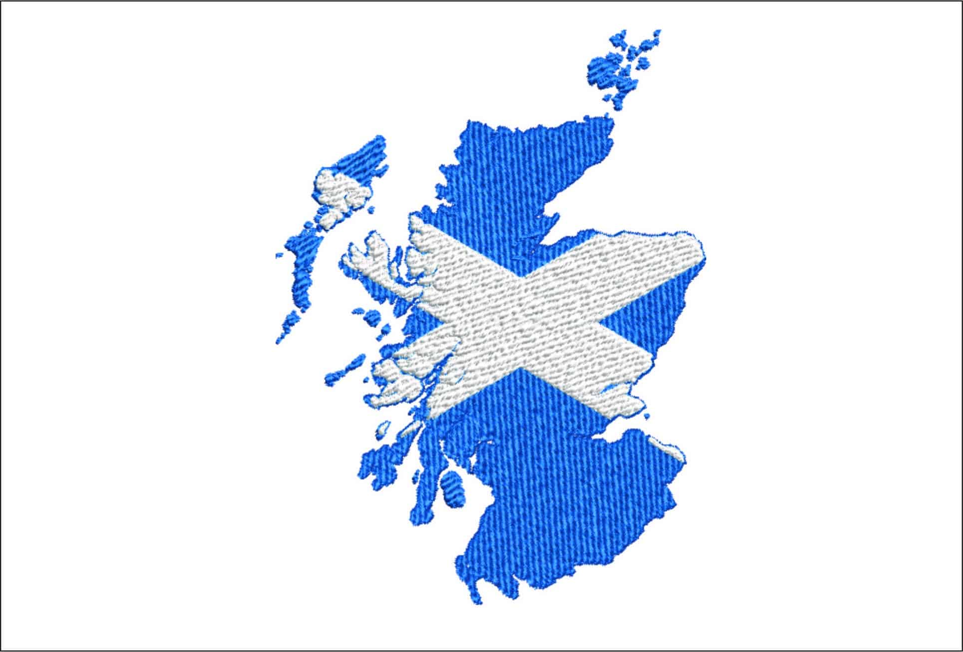 Scotland flag outline, National Map Flag, Blue with White Cross machine pattern embroidery file - instant download
