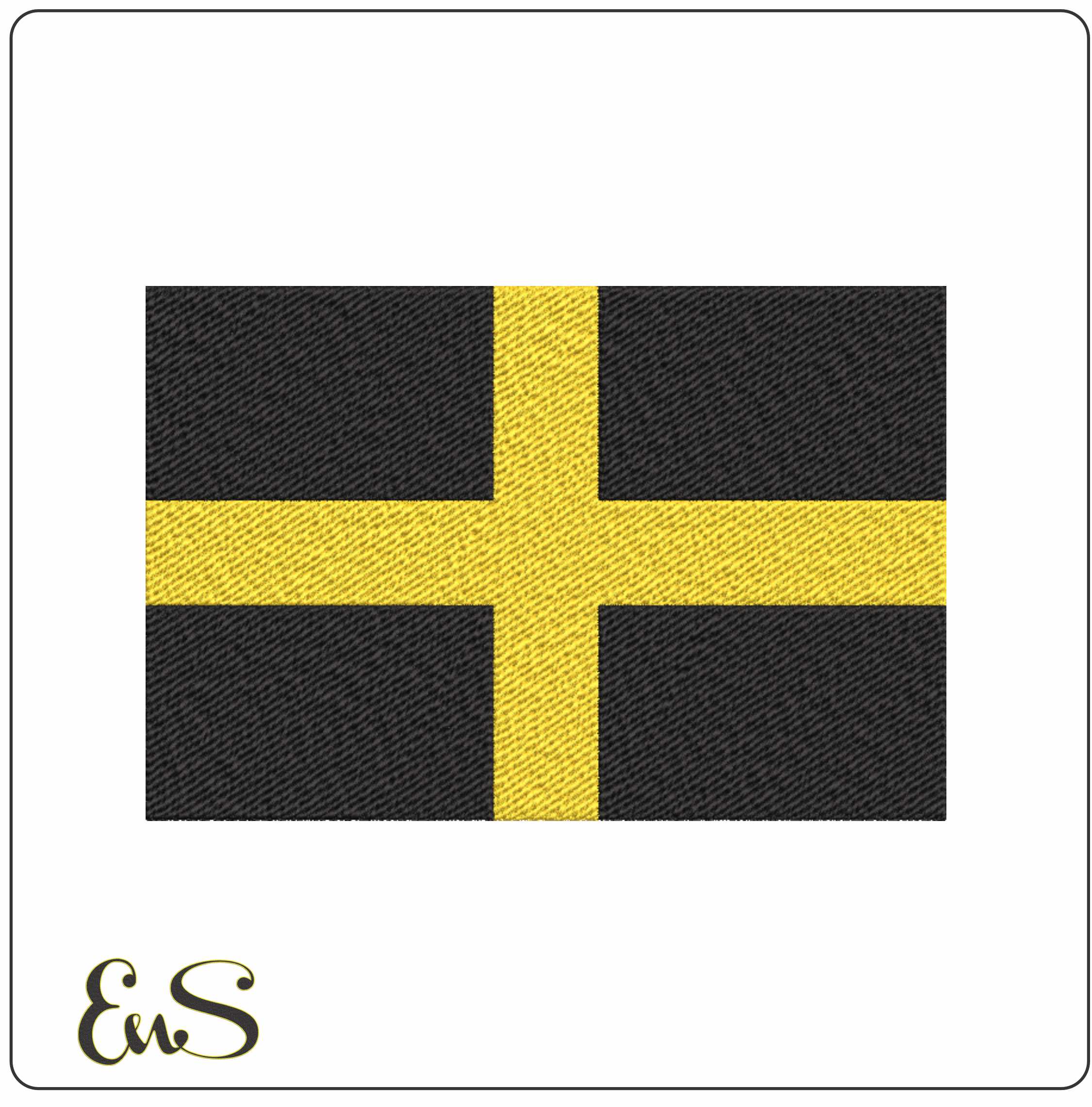 Scotland Flag of St David outline, National Map Flag, Black and Gold Cross machine pattern embroidery file - instant download
