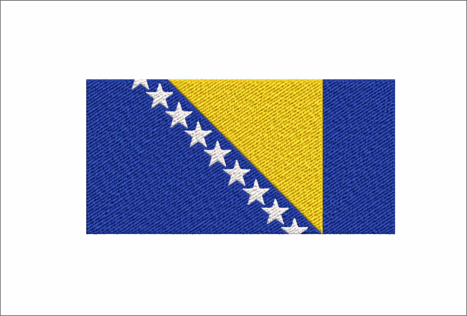 Bosnia and Herzegovina Map Flag in Country outline, National Map Flag Blue and Yellow with white Stars machine pattern embroidery file - instant download