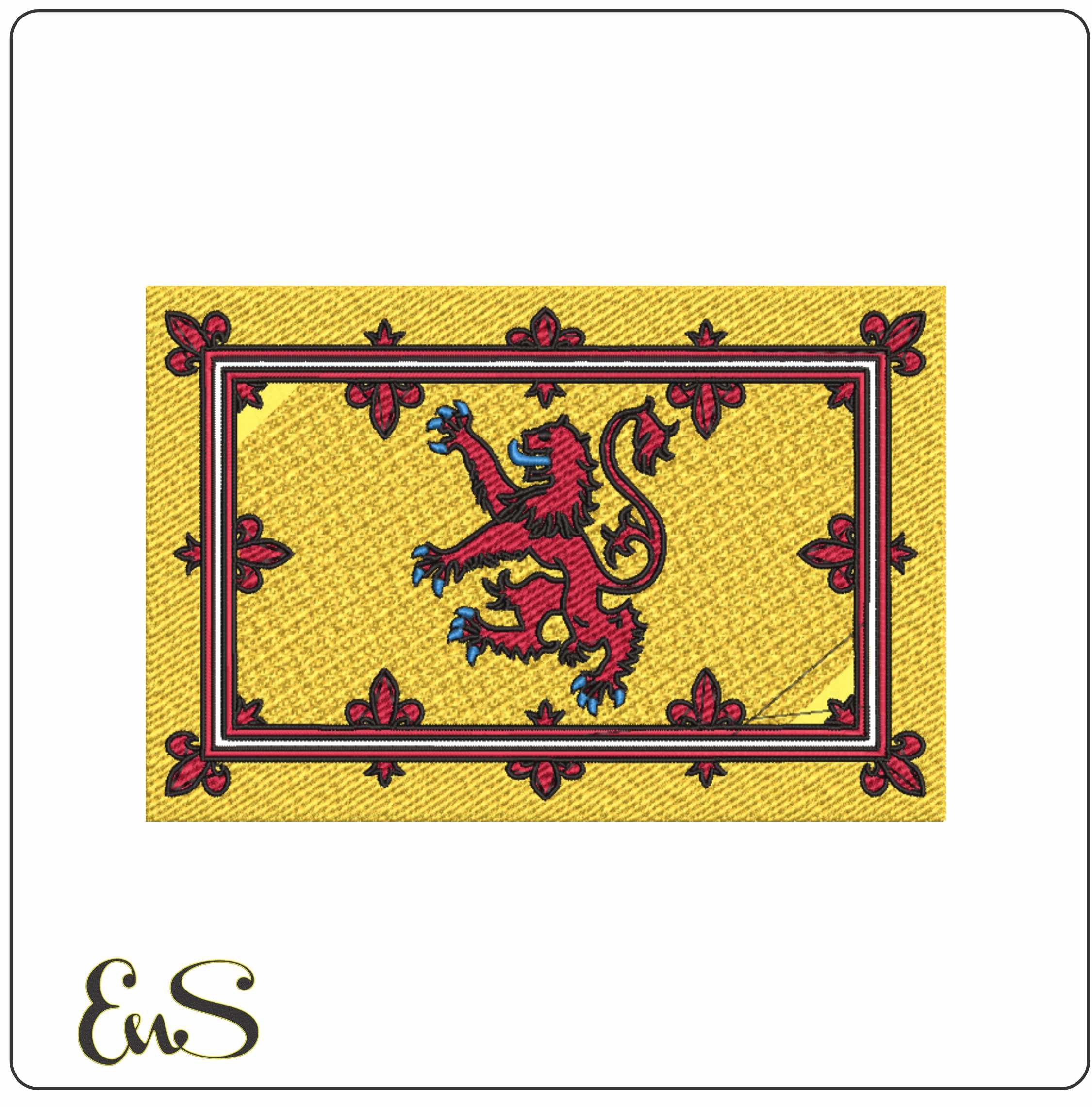 Scotland Flag of Saltire outline, National Map Flag, Red and Gold Cross machine pattern embroidery file - instant download