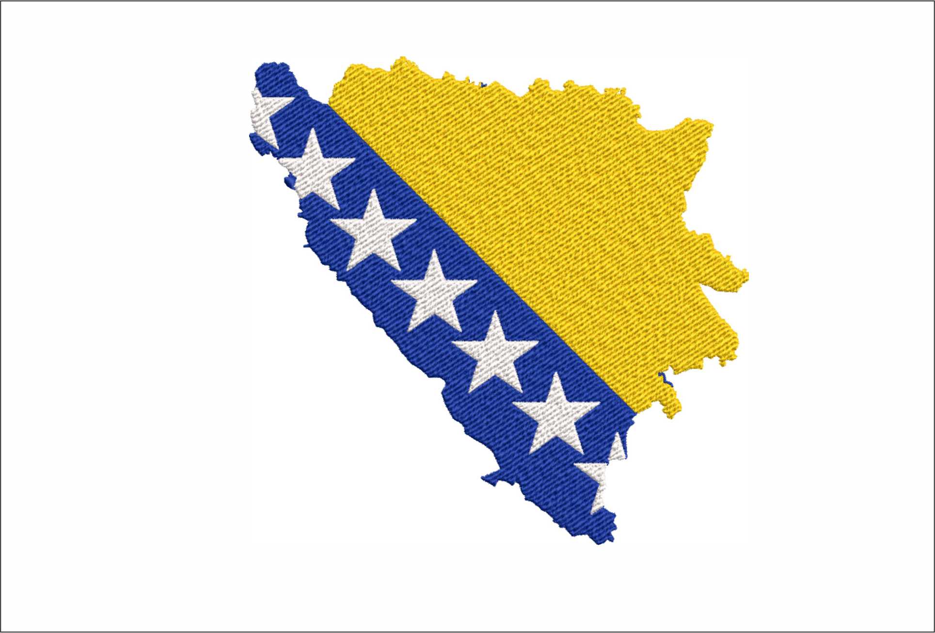 Bosnia and Herzegovina Map Flag in Country outline, National Map Flag Blue and Yellow with white Stars machine pattern embroidery file - instant download (Copy)