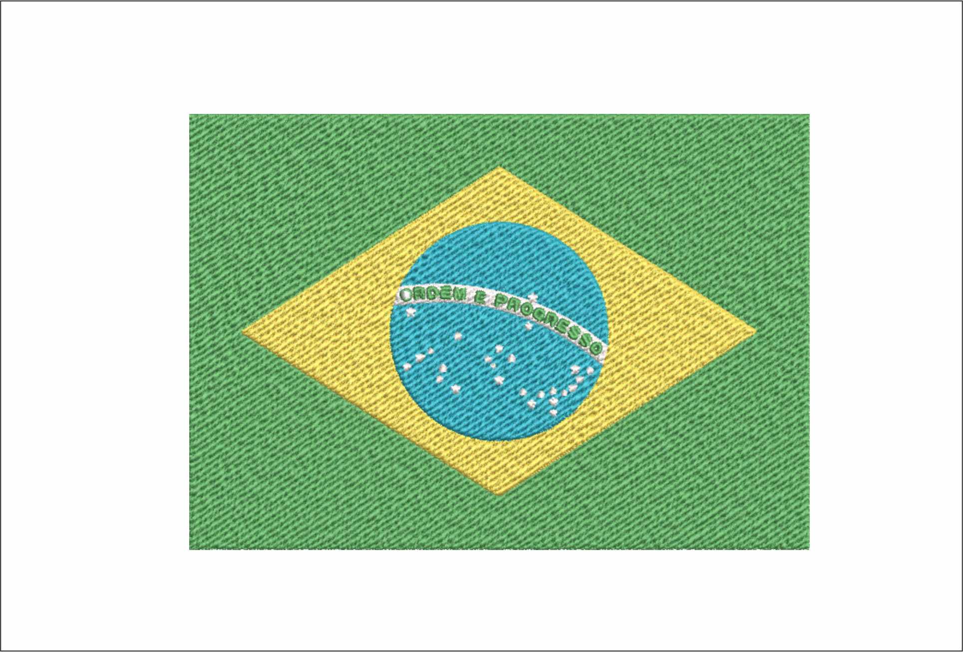 Brazil Map Flag in Country outline, National Map Flag Blue White Green and Yellow machine pattern embroidery file - instant download