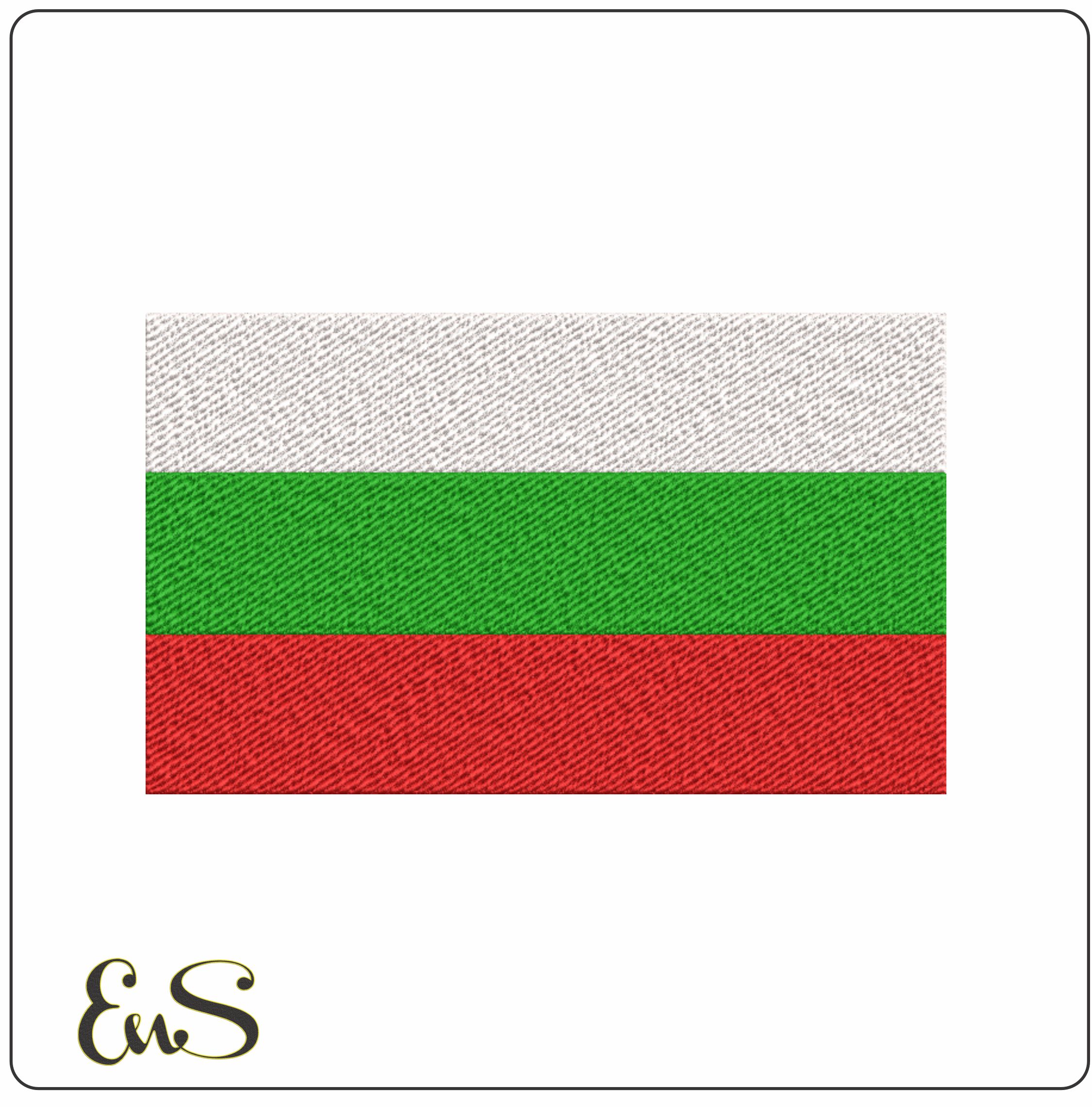 Bulgaria Map Flag in Country outline, National Map Flag White Green and Red Stripes machine pattern embroidery file - instant download