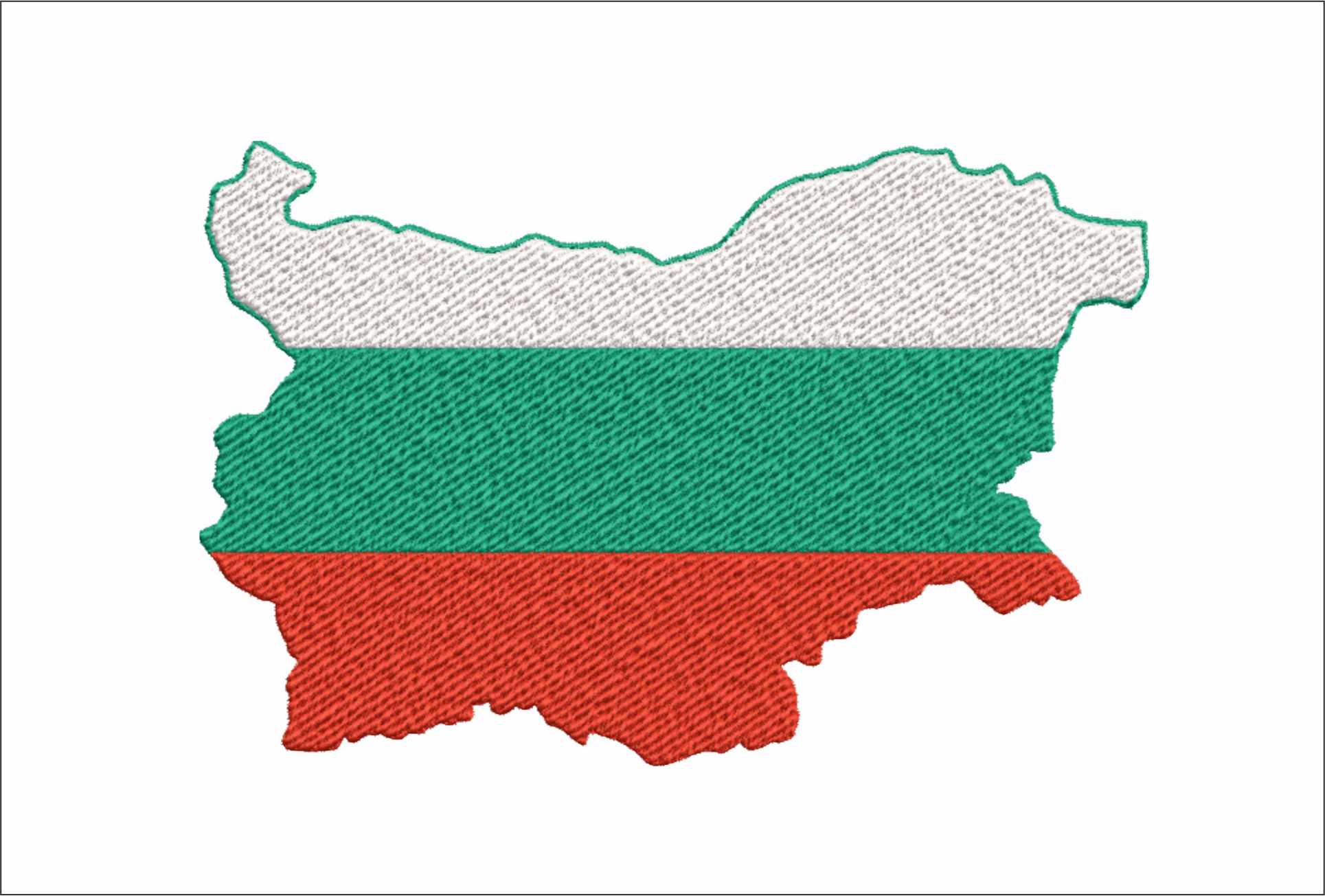 Bulgaria Map Flag in Country outline, National Map Flag White Green and Red Stripes machine pattern embroidery file - instant download
