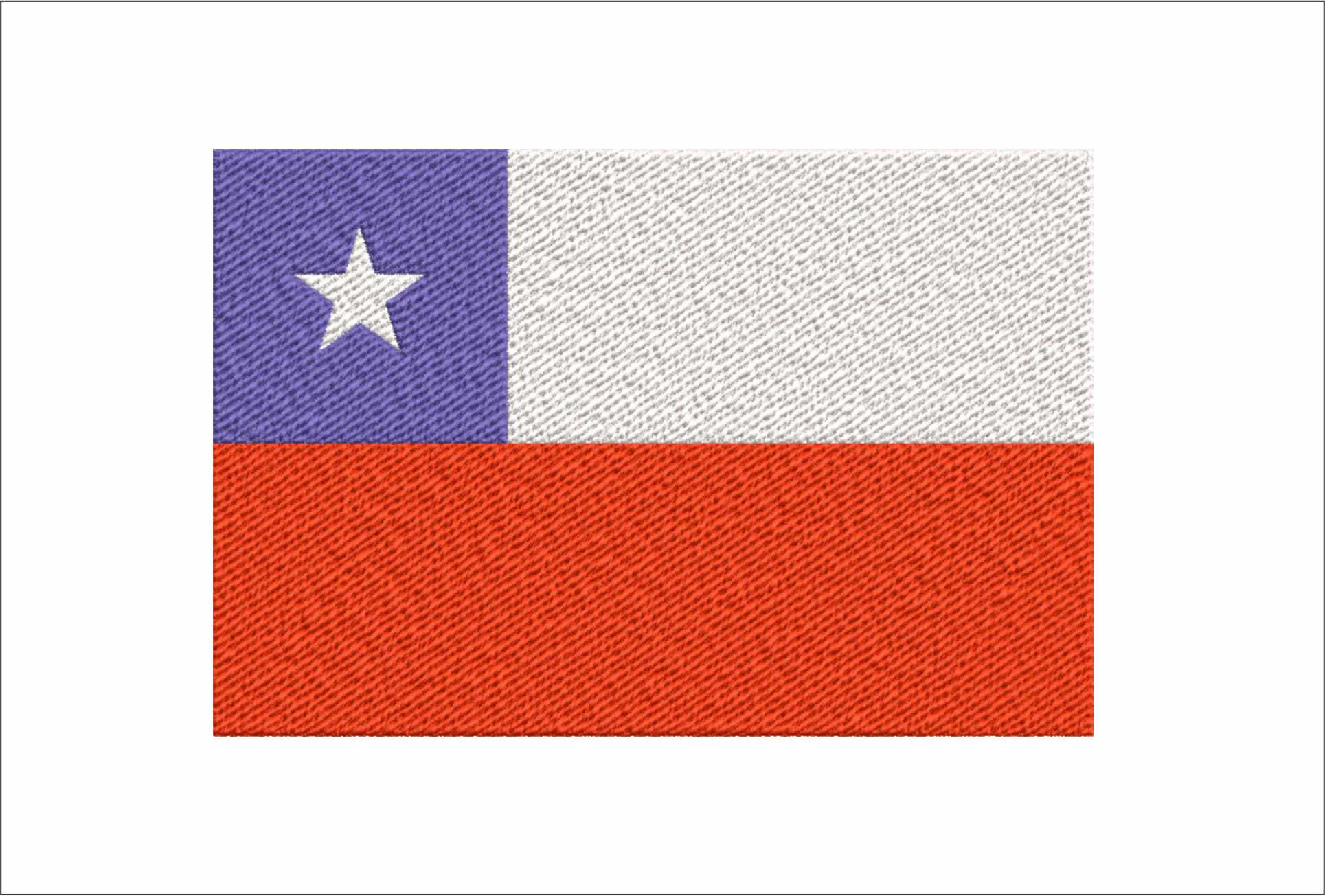 Chile Map Flag in Country outline, National Map Flag White Blue and Red with single white star machine pattern embroidery file - instant download