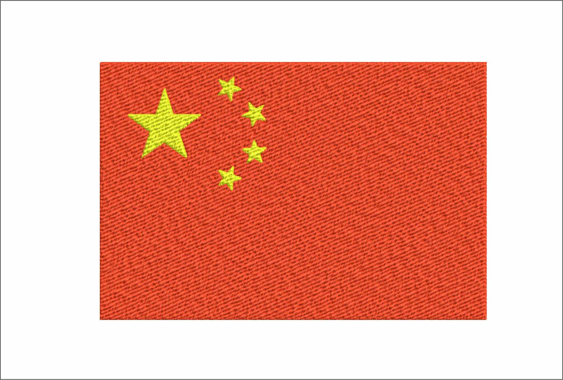 China Map Flag in Country outline, National Map Flag Red with Yellow stars machine pattern embroidery file - instant download