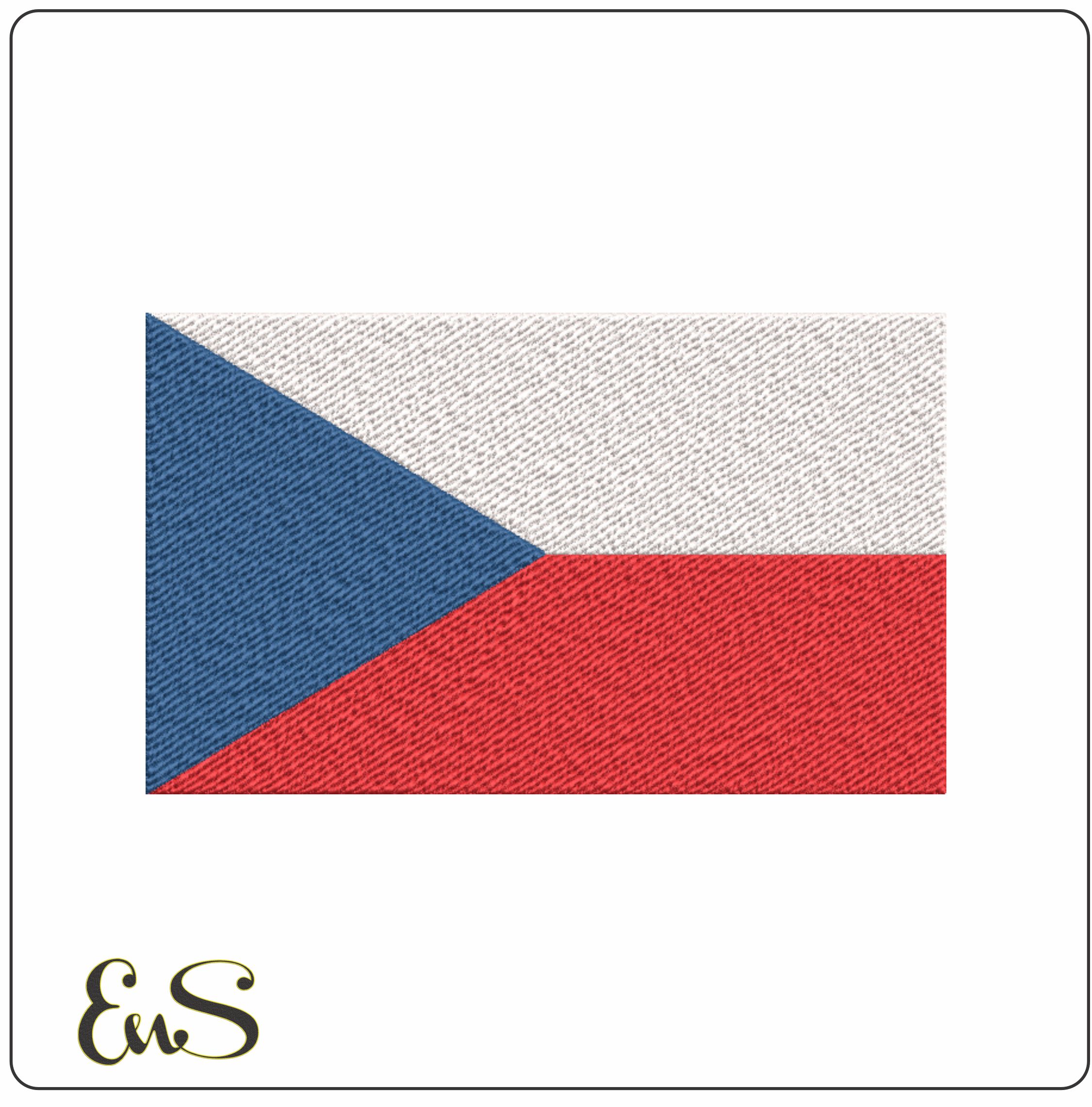 Czech Republic Map Flag in Country outline, National Map Flag Red Blue and White machine pattern embroidery file - instant download