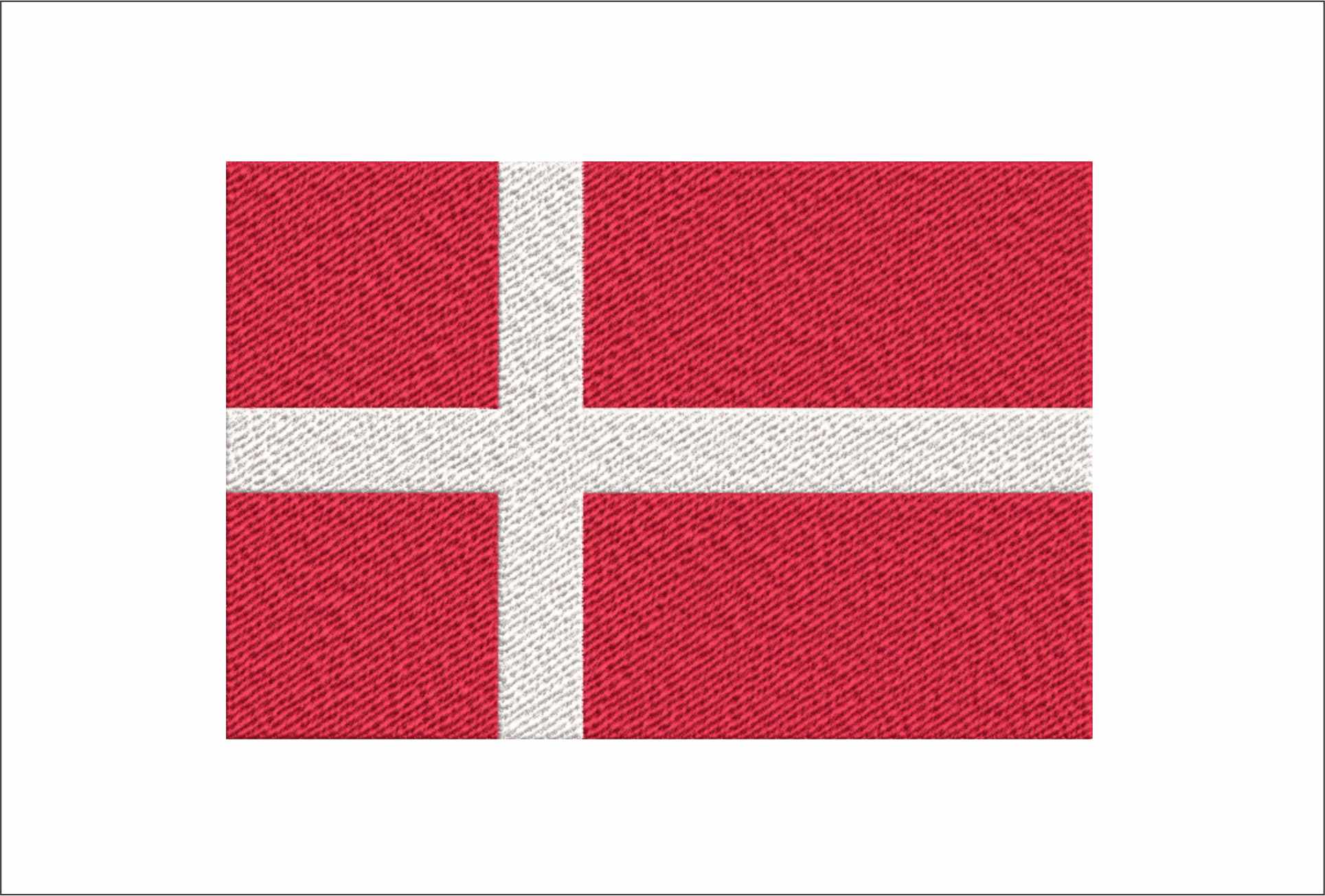 Denmark (Danish) Map Flag in Country outline, National Map Flag Red and White cross machine pattern embroidery file - instant download