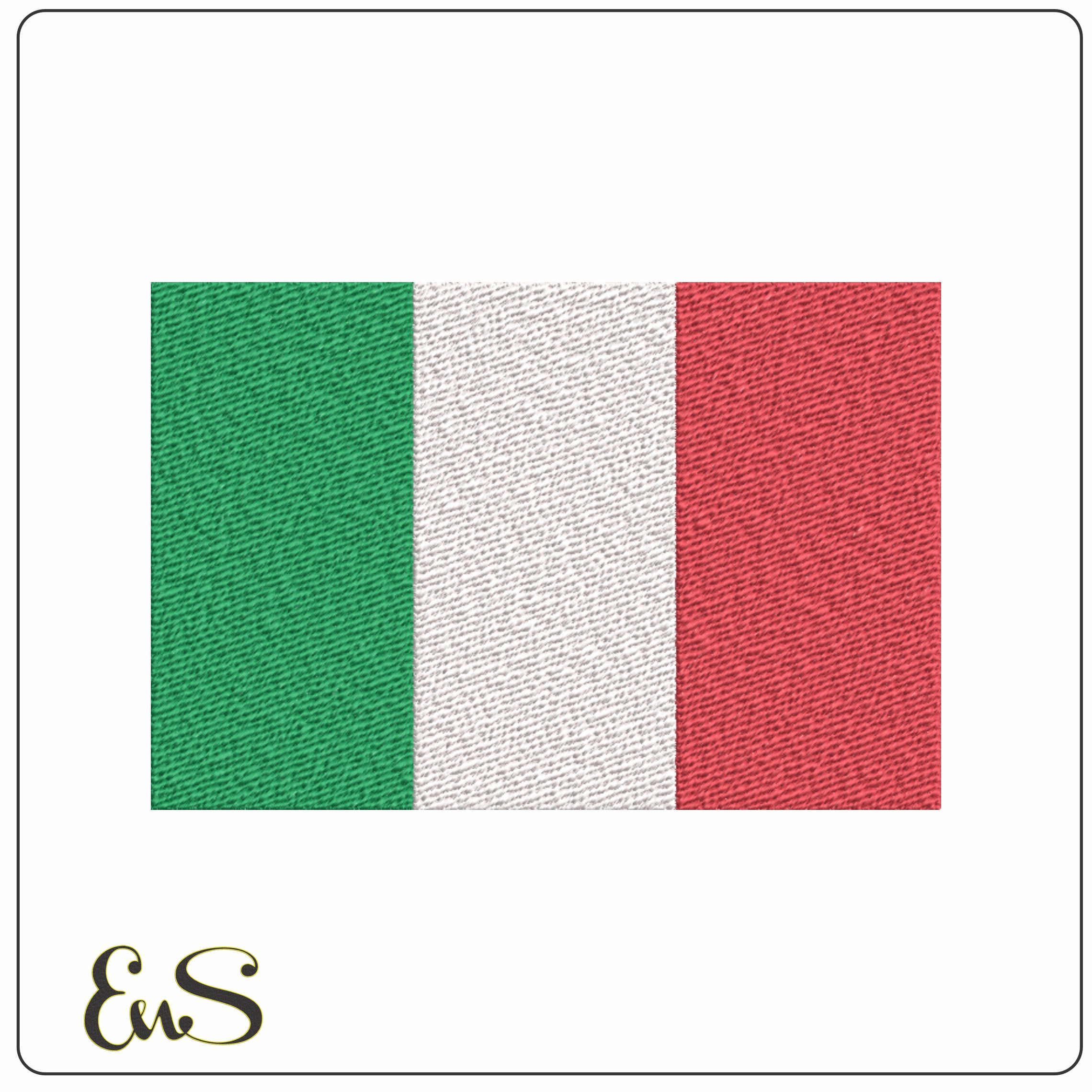 Italy Map Flag in Country outline, National Map Flag Green White and Red machine pattern embroidery file - instant download
