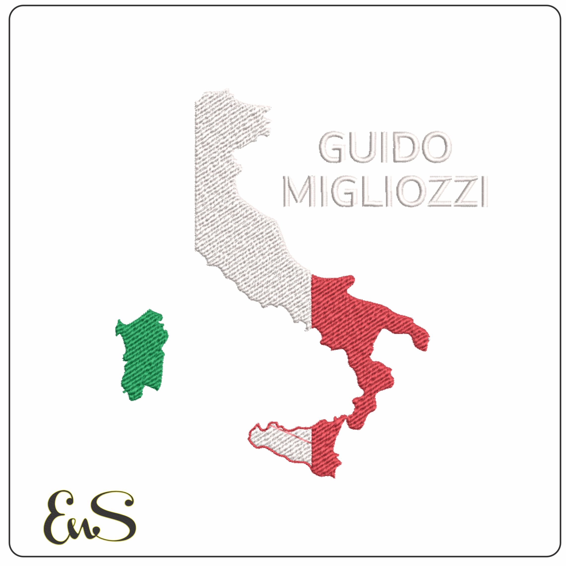 Italy Map Flag in Country outline, National Map Flag Green White and Red machine pattern embroidery file - instant download (Copy)