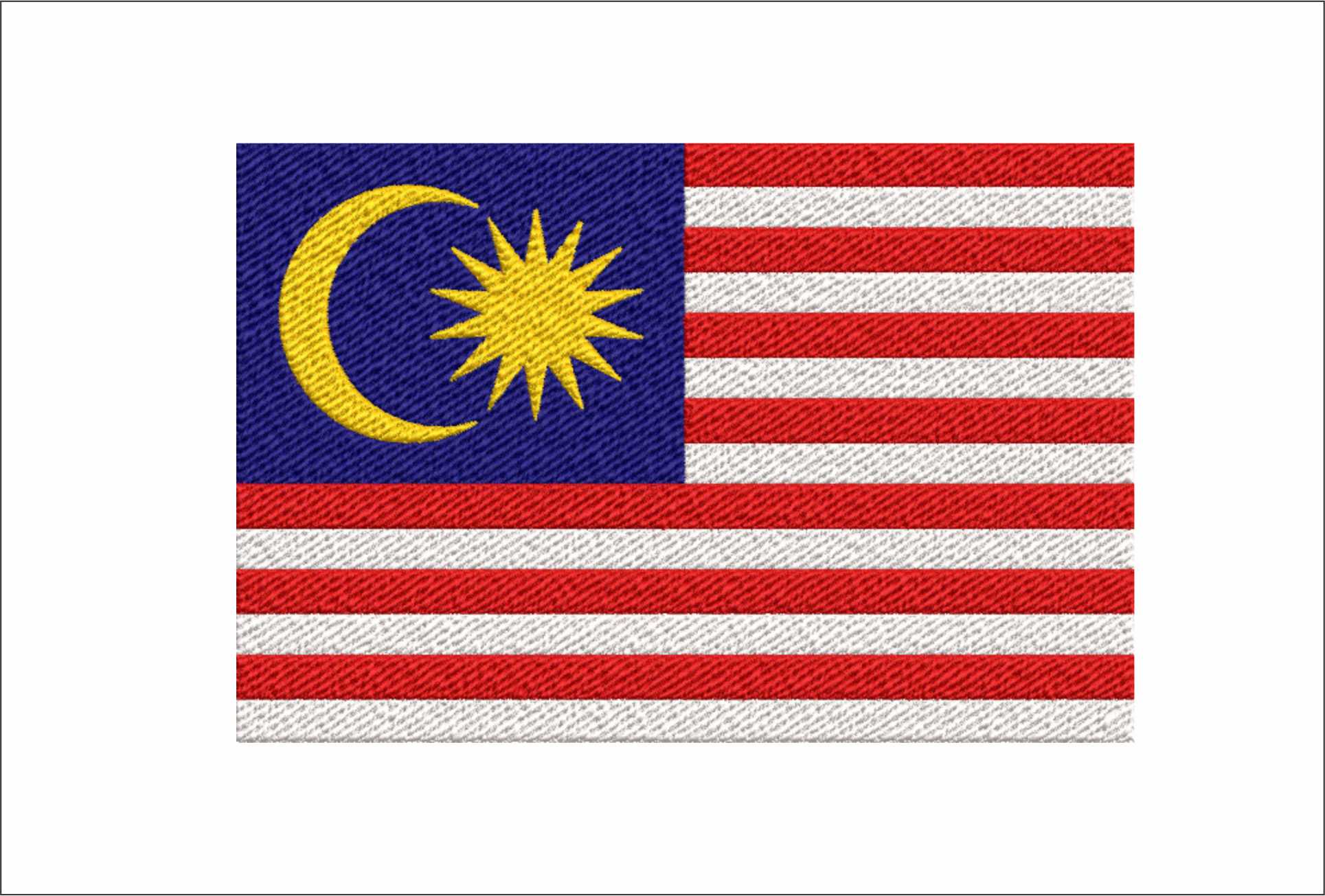 Malaysia Map Flag in Country outline, National Map Flag Blue Yellow White and Red machine pattern embroidery file - instant download