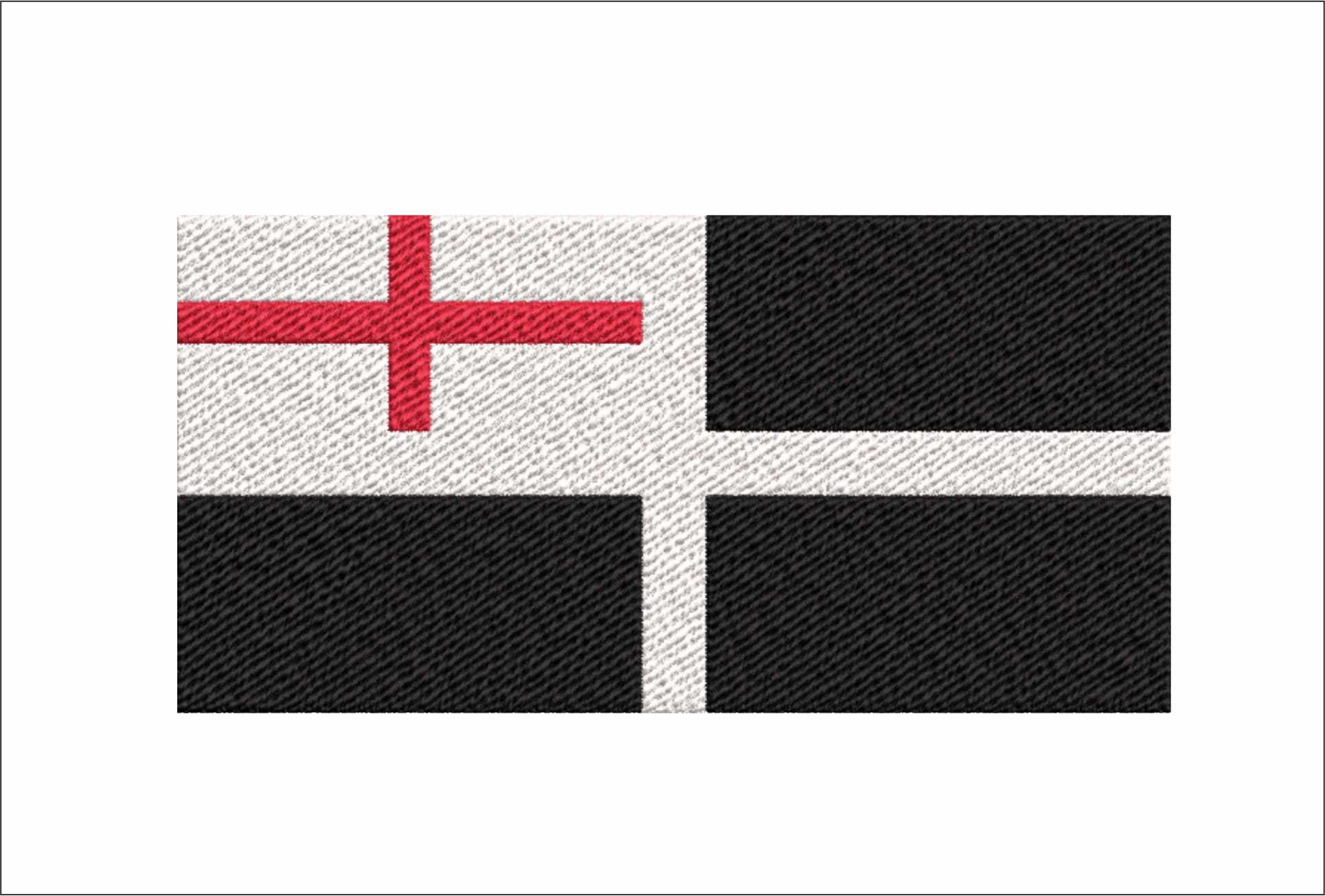 Cornwall England Flag in outline, Country and County Flag Black White and Red machine pattern embroidery file - instant download