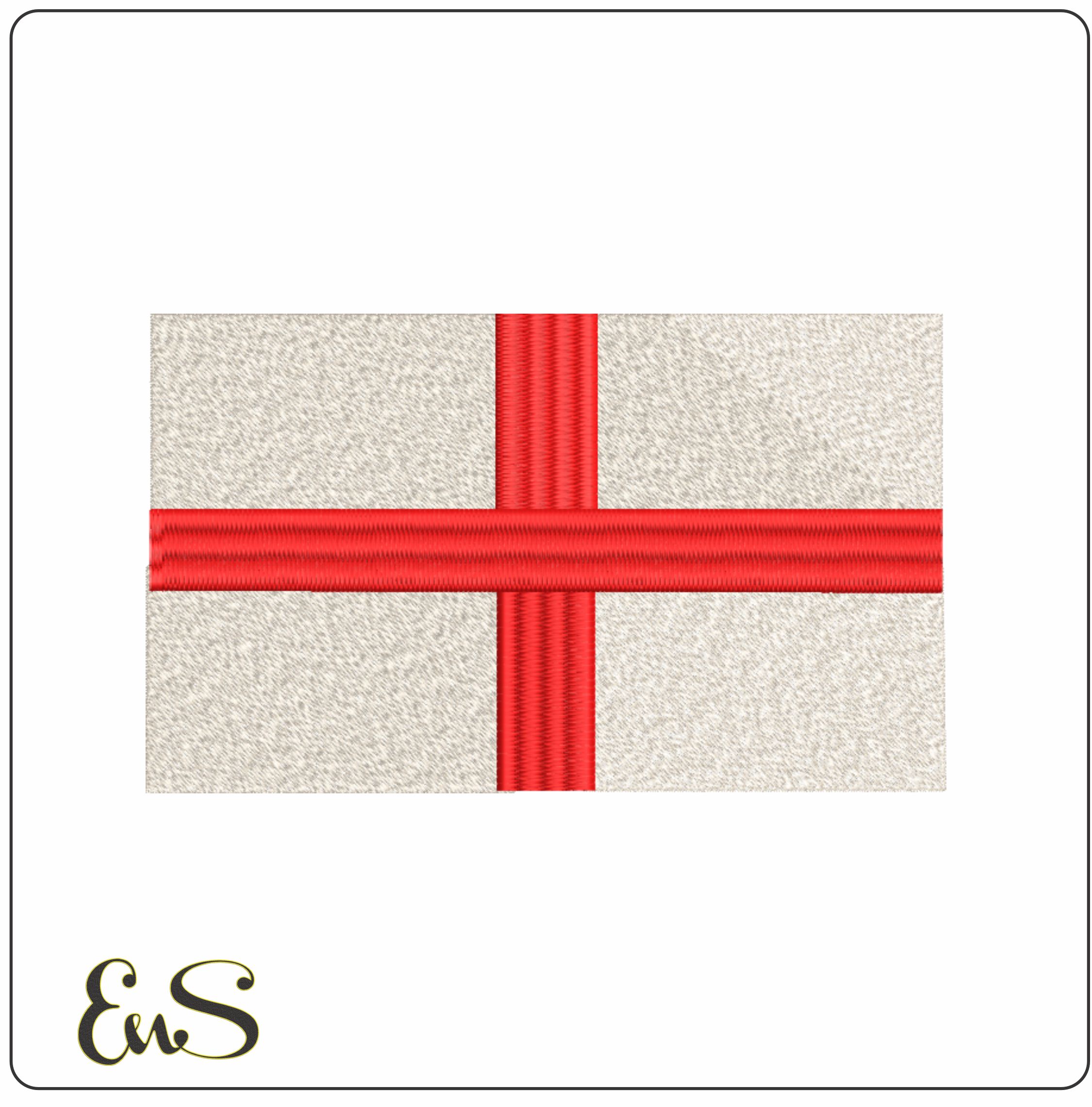 England Flag in outline, Country White and Red machine pattern embroidery file - instant download