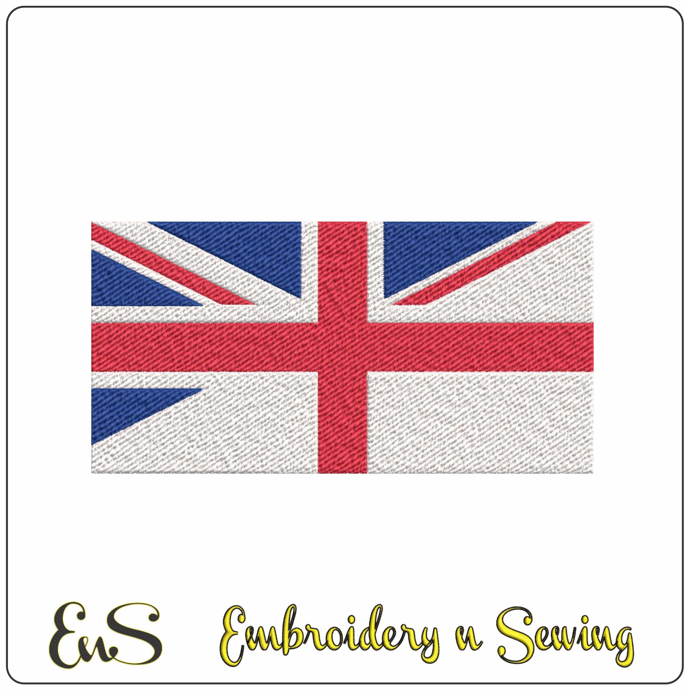 England UK Flag in outline, Country Red, White and Blue machine pattern embroidery file - instant download