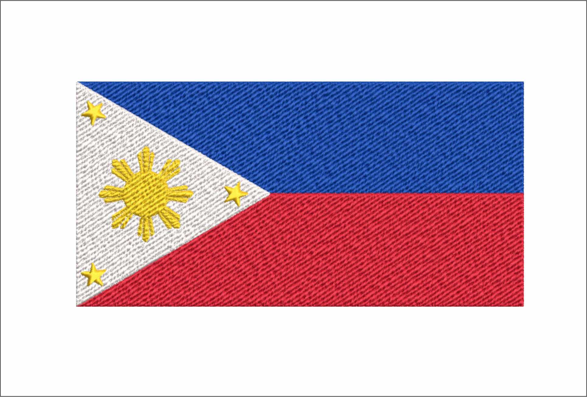 Philippines Flag in Country outline, National Map Flag Blue Yellow White and Red machine pattern embroidery file - instant download