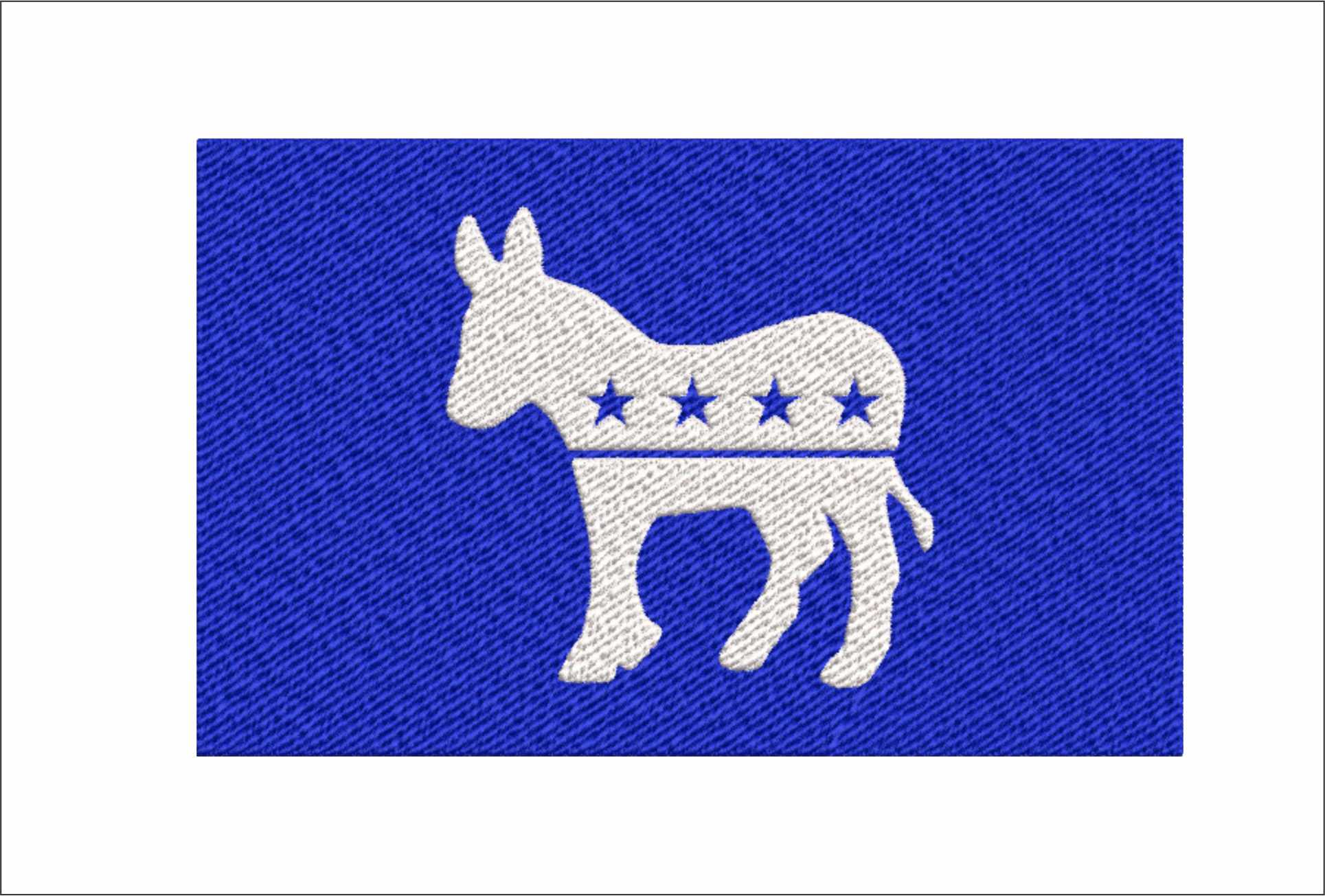 Democratic Party Donkey Flag Design in Country outline, Flag Blue White machine pattern embroidery file - instant download