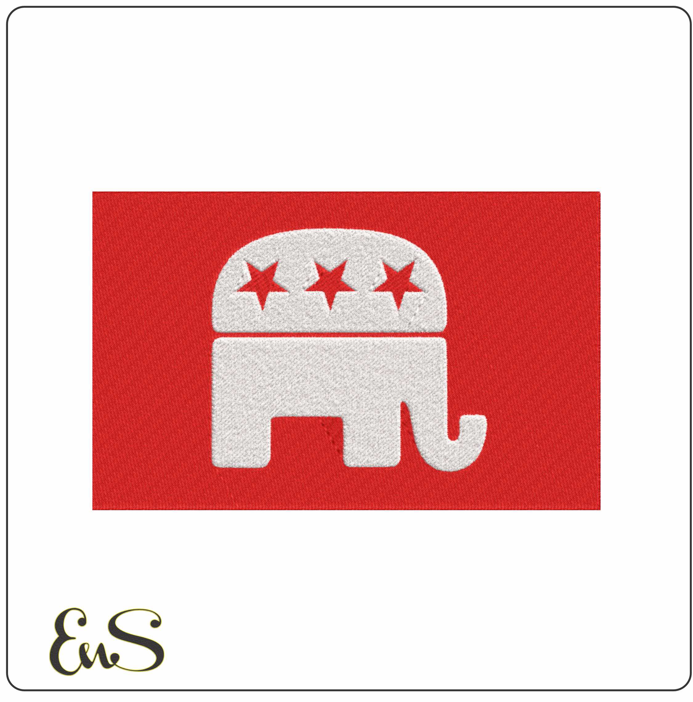Republican Party Elephant Flag Design in Country outline, Flag Red White machine pattern embroidery file - instant download