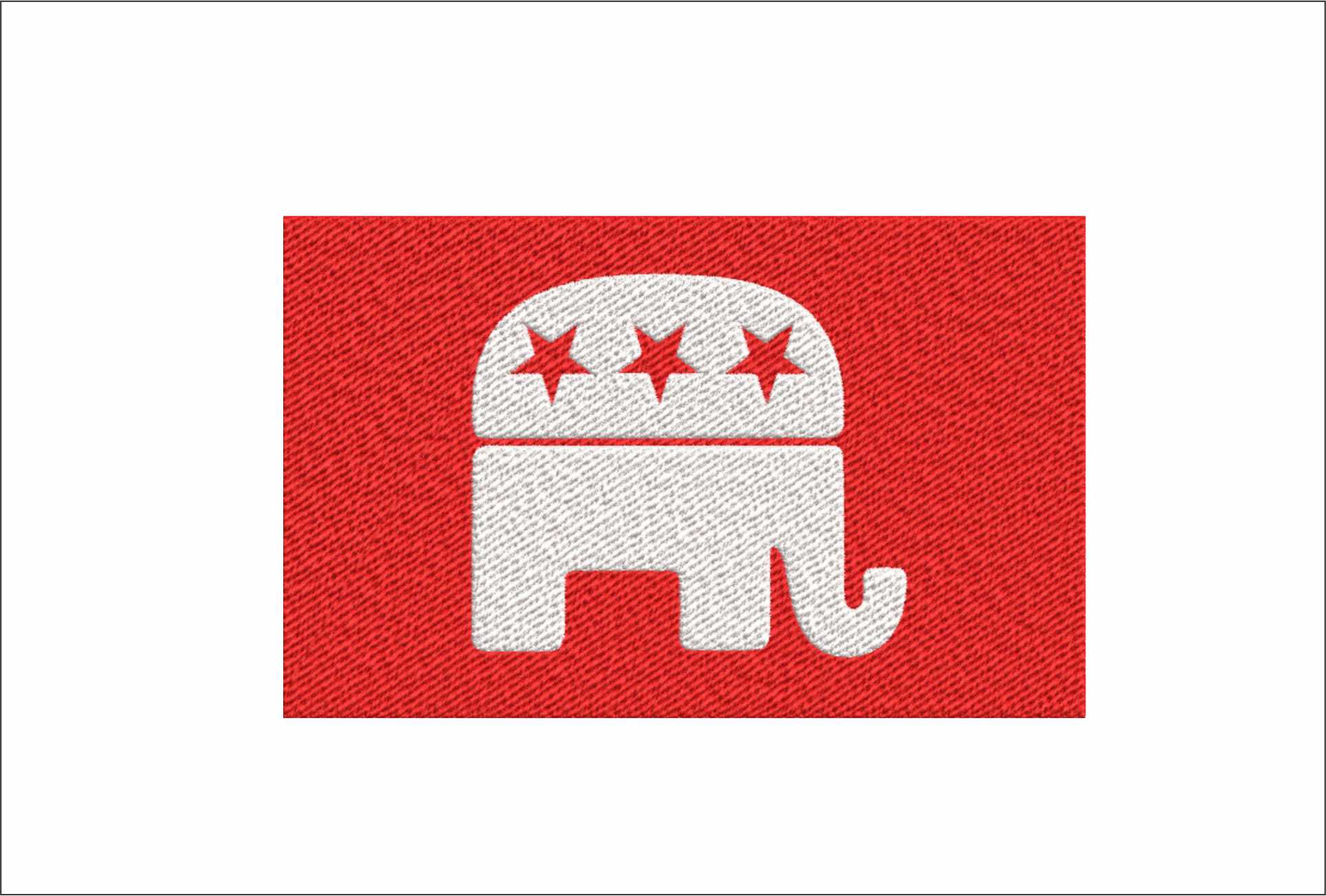 Republican Party Elephant Flag Design in Country outline, Flag Red White machine pattern embroidery file - instant download