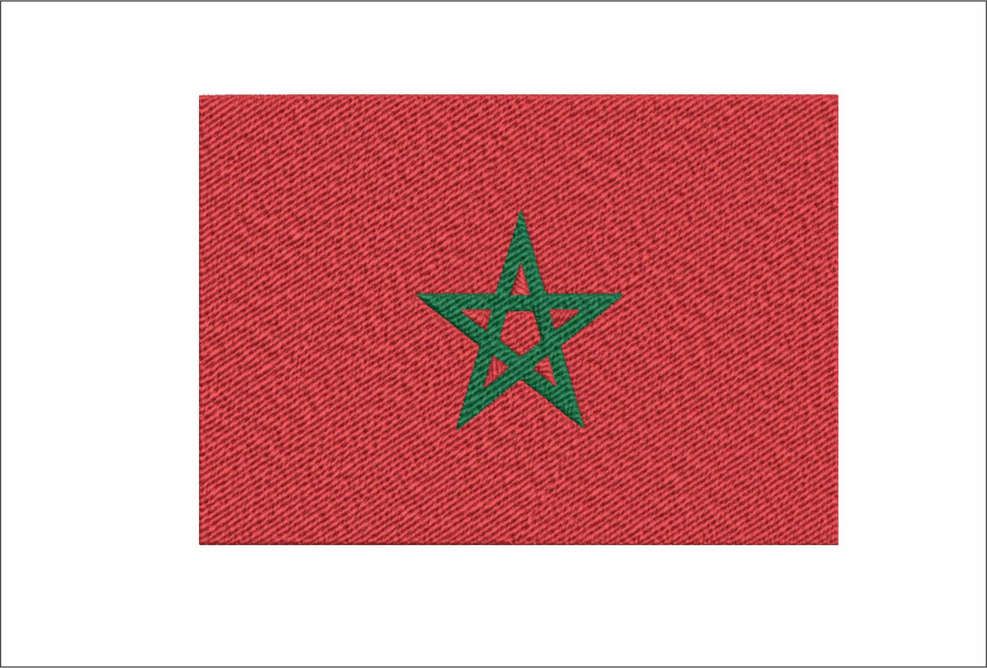 Morocco Flag in outline, Country Red with Green Star machine pattern embroidery file - instant download