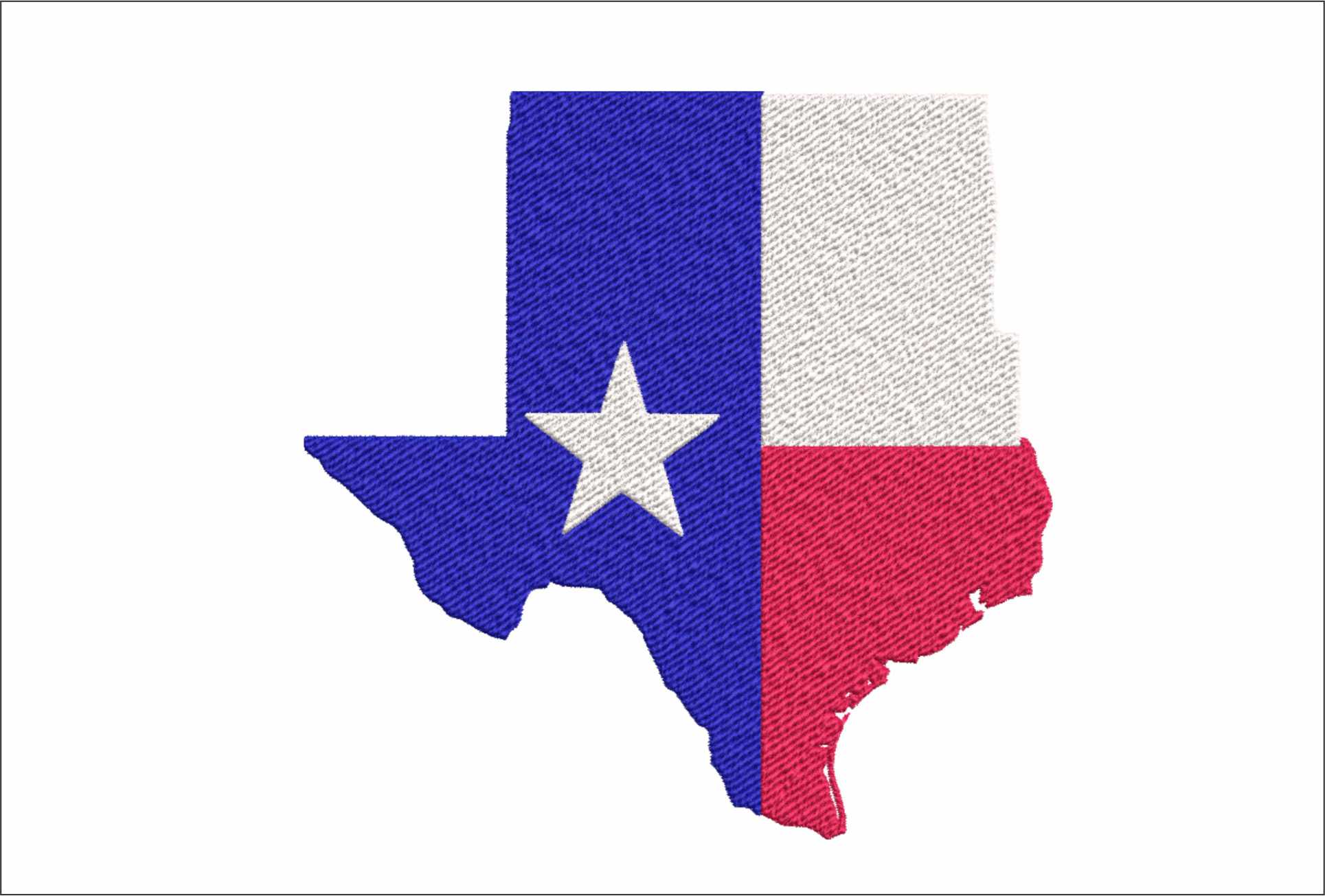 Texas State Flag Design in Country outline, Flag Red White machine pattern embroidery file - instant download