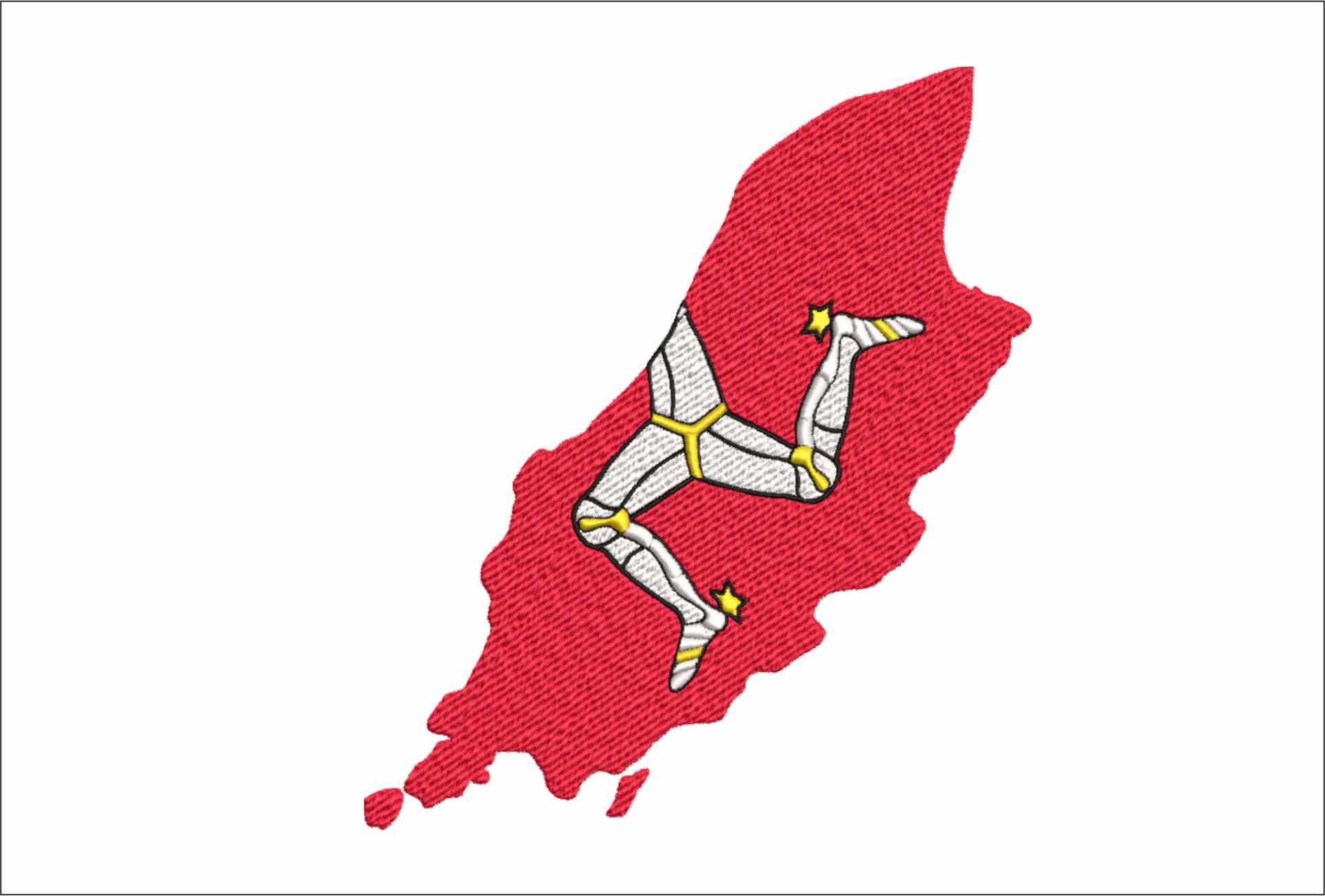 Isle of Man Map Flag in outline, Country Red Silver and Gold machine pattern embroidery file - instant download