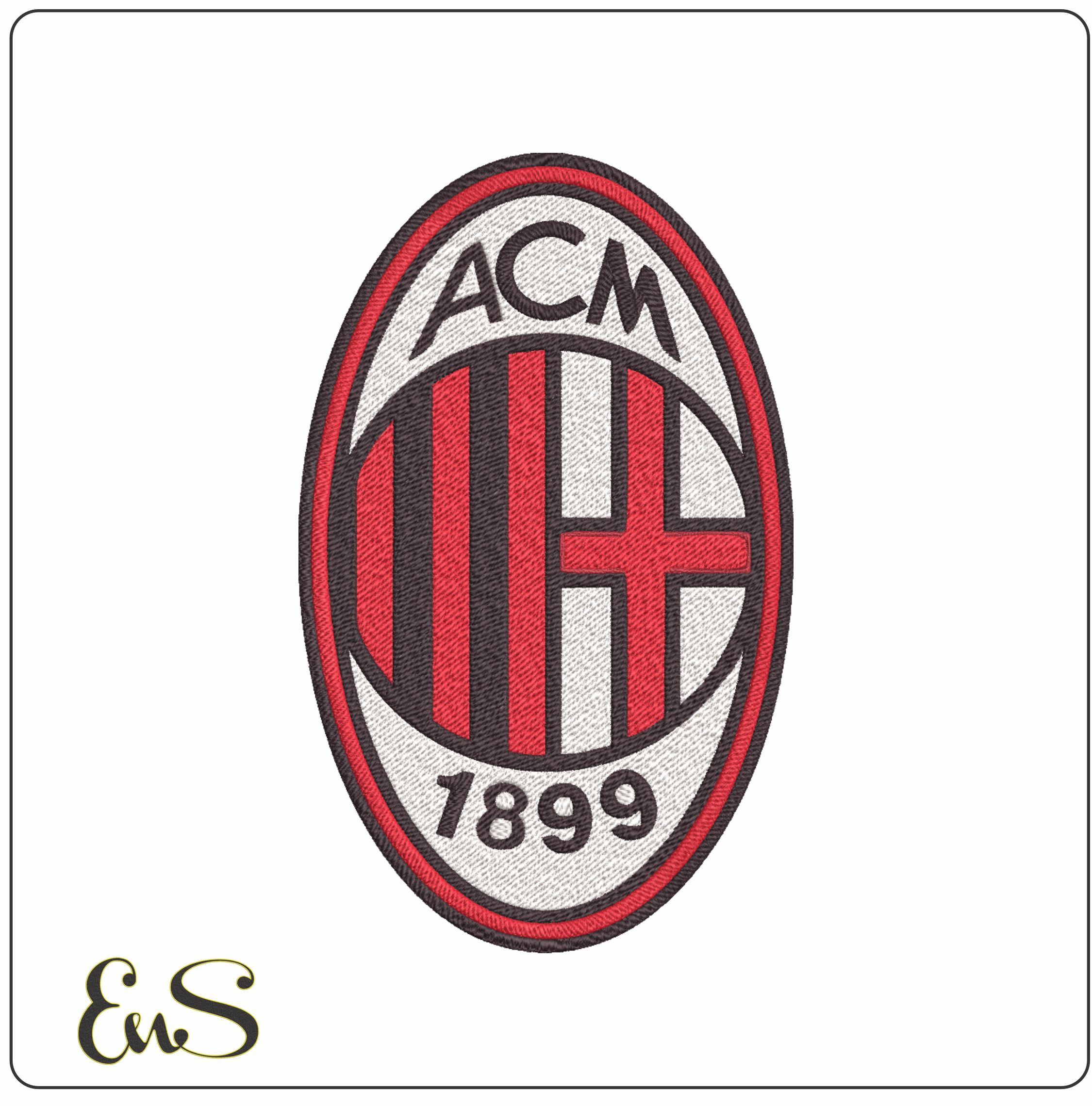 A C Milan embroidery design - One of Italy's greatest football teams The Red, Black and White design machine pattern embroidery file instant download in a frame