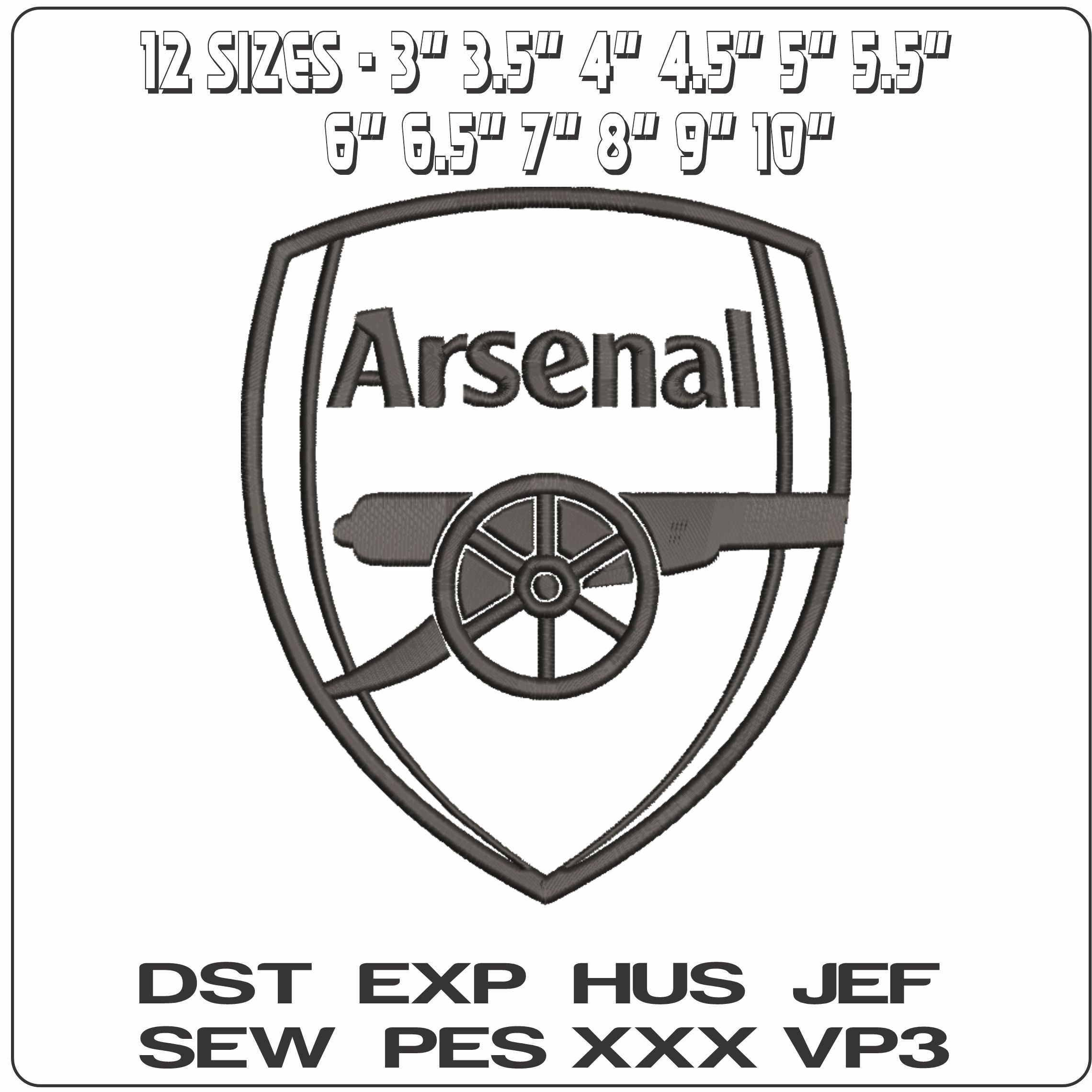 Arsenal Outline embroidery design - The Gunners design machine pattern Baby toddler embroidery file instant download in a frame