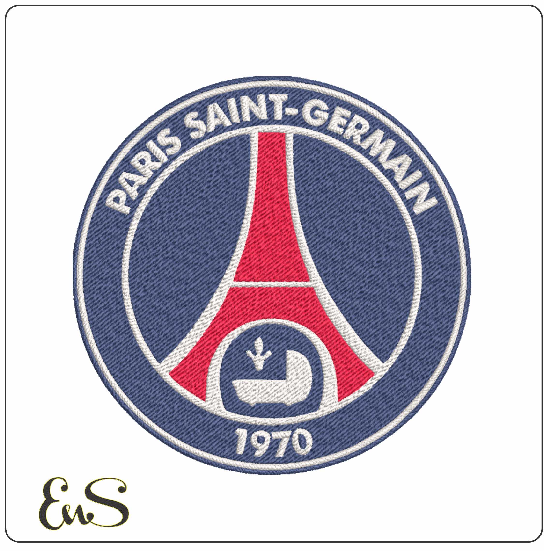 Paris Saint Germain PSG embroidery design - France's greatest football teams The Blue and White PSG design machine pattern embroidery file instant download in a frame