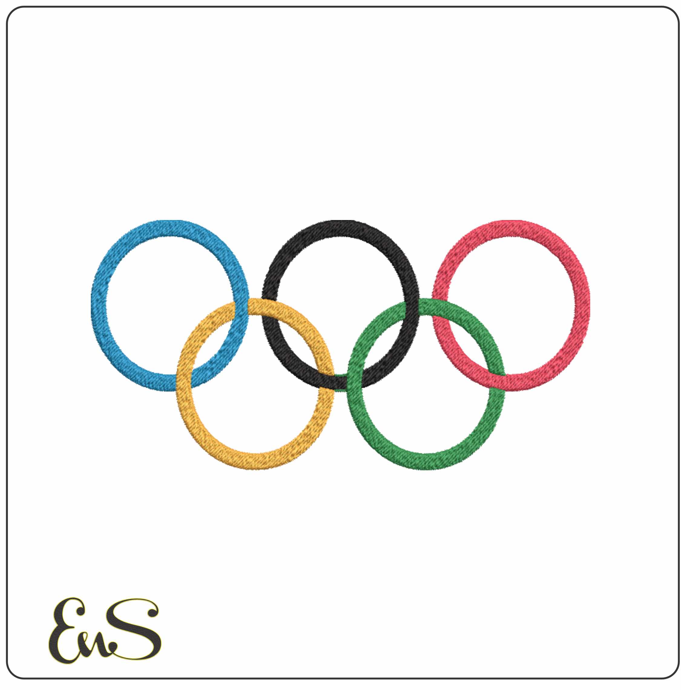 The Olympic rings since 2010 embroidery design - Paris 2024 - Olympic committee  Logo  embroidery machine  pattern embroidery file - Flat instant download in a frame