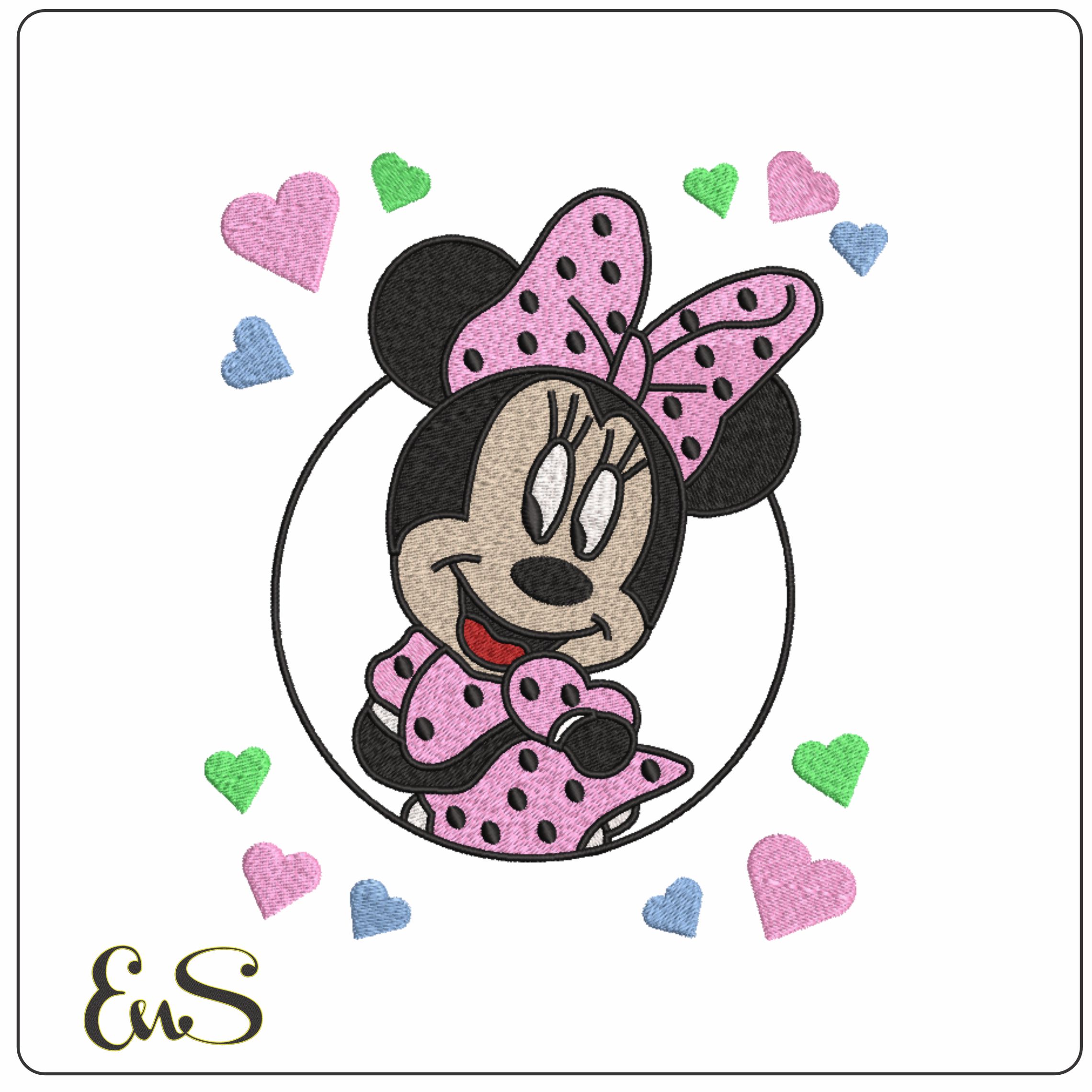 Minnie Mouse Hearts embroidery design - embroidery file - instant download in a frame