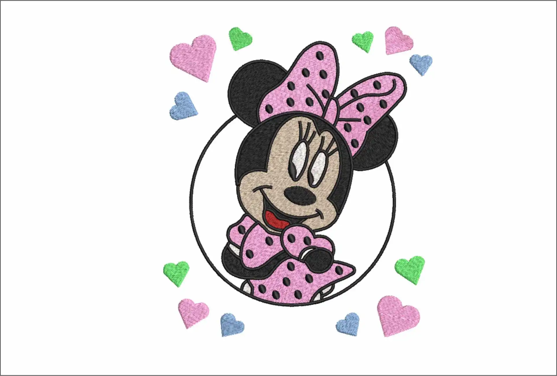 Minnie Mouse Hearts embroidery design - embroidery file - instant download in a frame