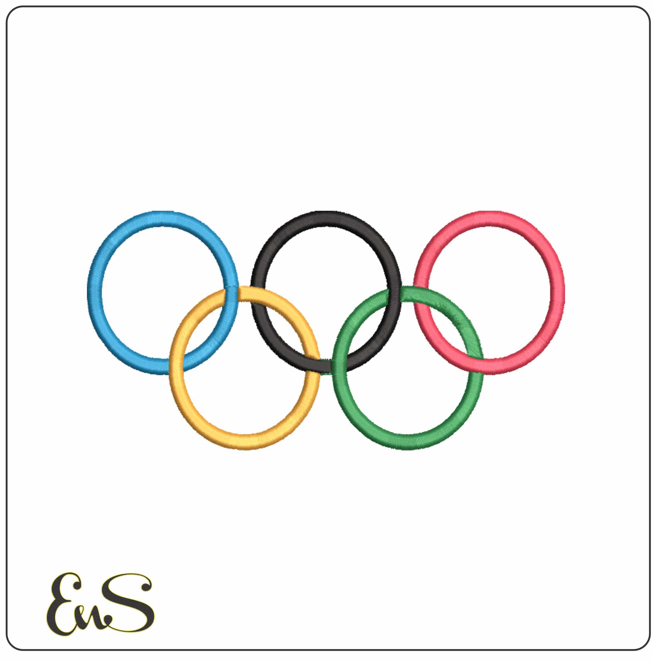 The Olympic rings since 2010 Raised embroidery design - Paris 2024 - Olympic committee  Logo  embroidery machine  pattern embroidery file - instant download in a frame