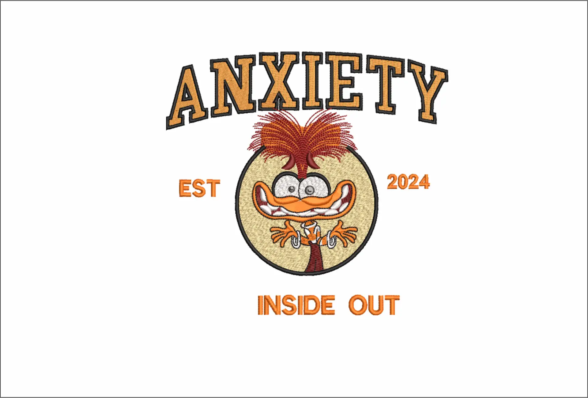 Inside Out Anxiety Emblem - Disney Films embroidery design - embroidery file - instant download in a frame