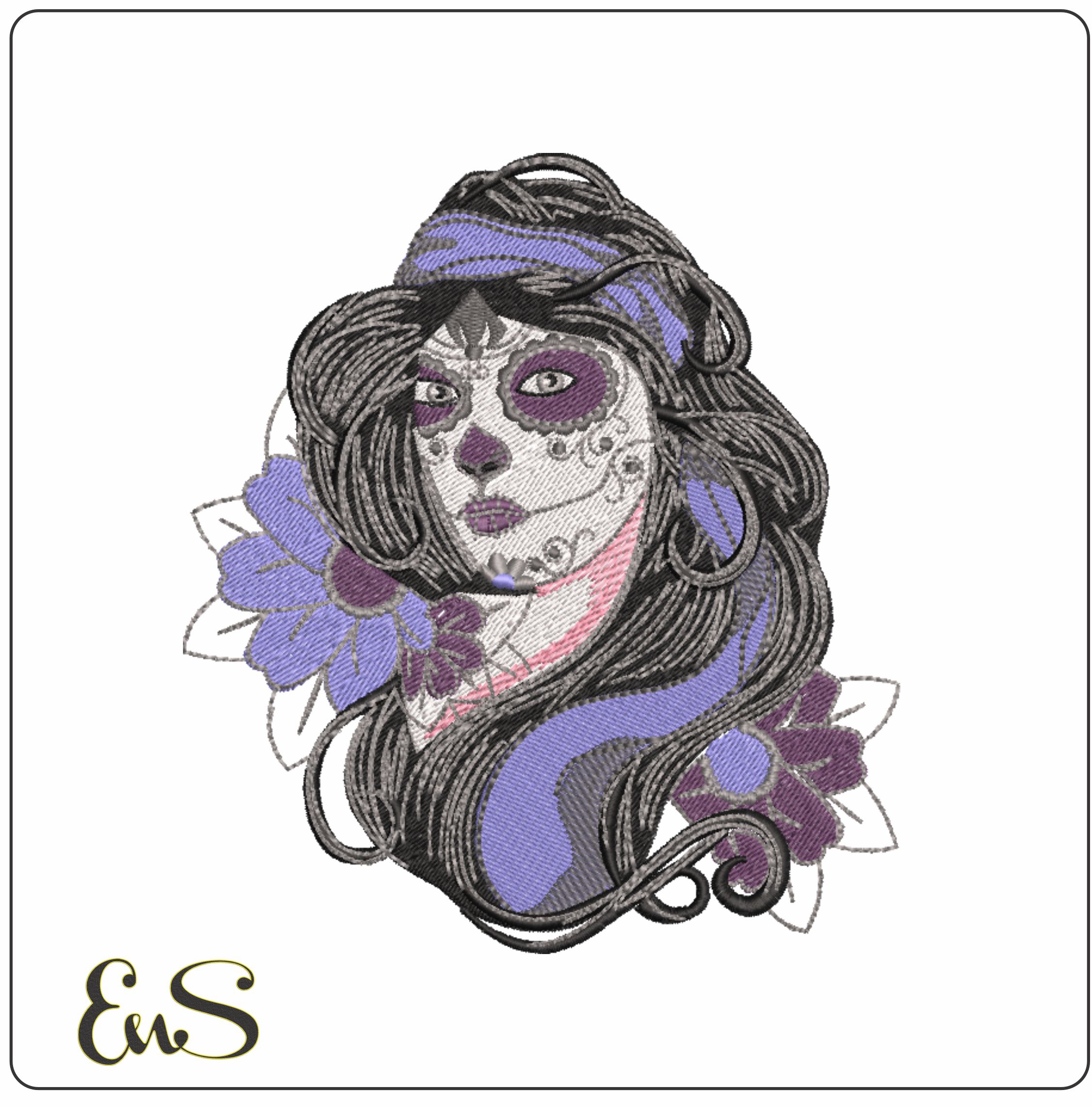 Day of Dead Lady - Day of the Dead - Halloween embroidery design - embroidery file - instant download