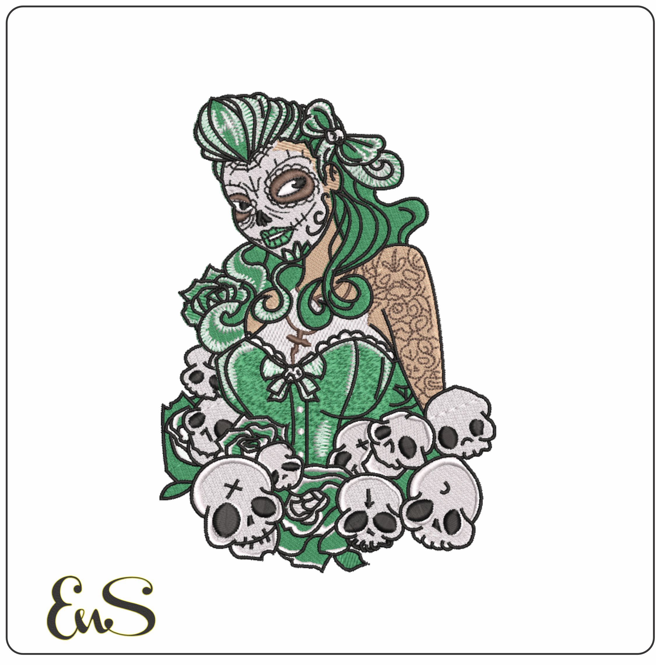 Day of Dead Lady with Skulls - Day of the Dead - Halloween embroidery design - embroidery file - instant download