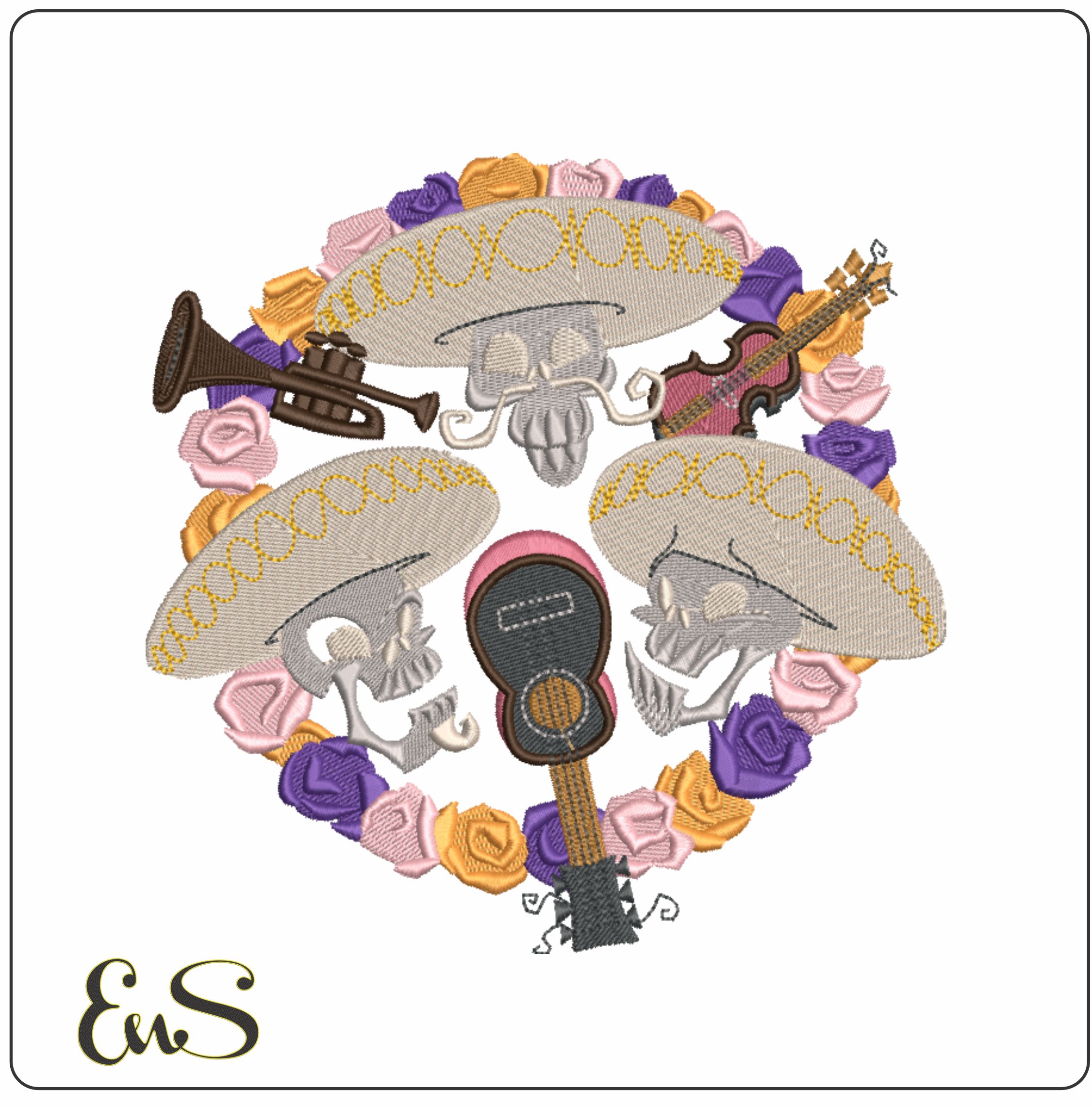 Day of Dead Mariachi Band - Day of the Dead - Halloween embroidery design - embroidery file - instant download