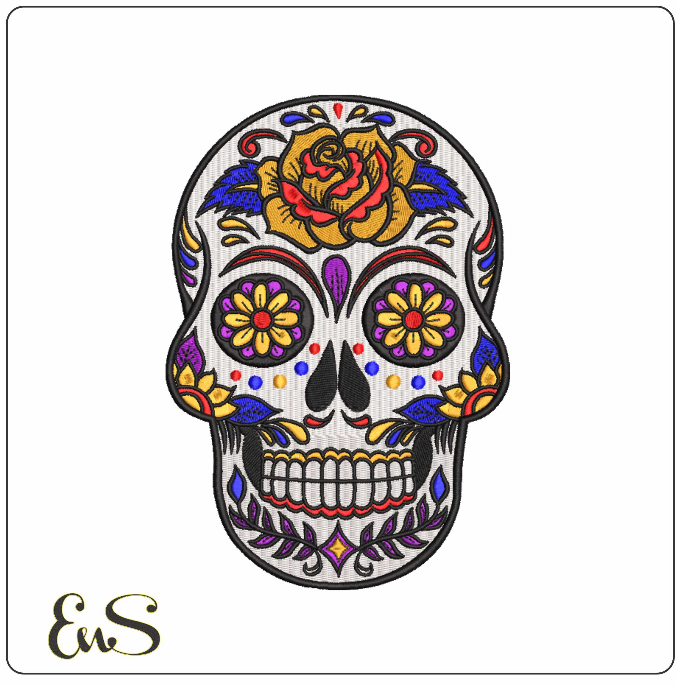 Day of Dead Death Sugar Skull - Day of the Dead - Halloween embroidery design - embroidery file - instant download