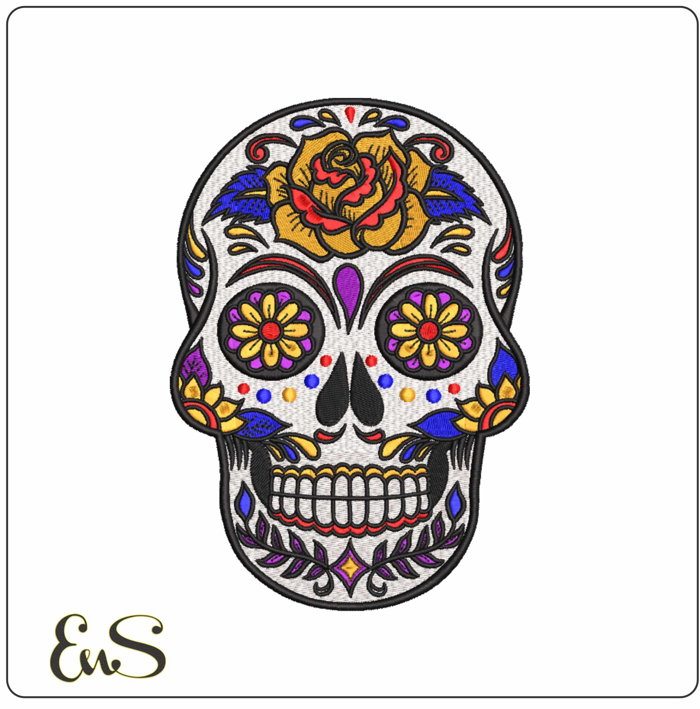 Sugar Skull Day of Dead - Day of the Dead - Halloween embroidery design - embroidery file - instant download