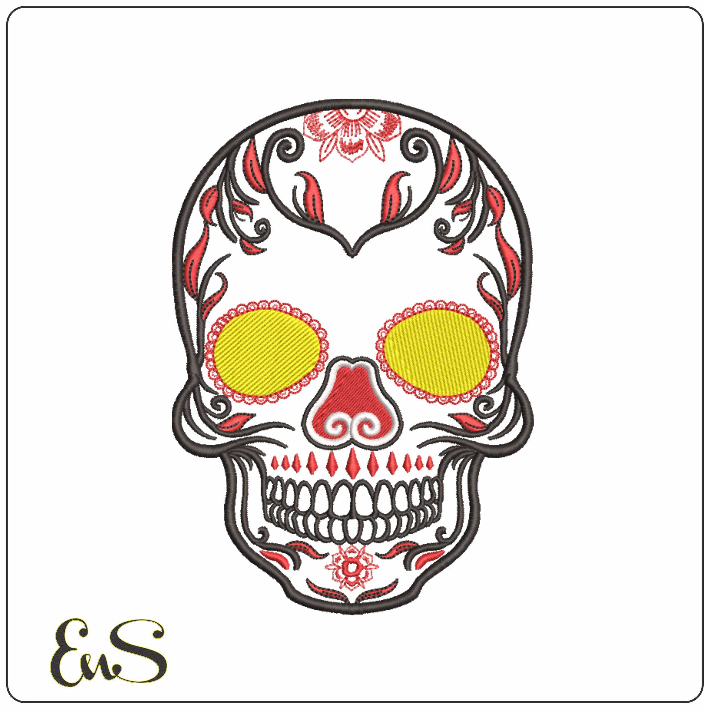 Sugar Skull Open Day of the Dead - Halloween embroidery design - embroidery file - instant download