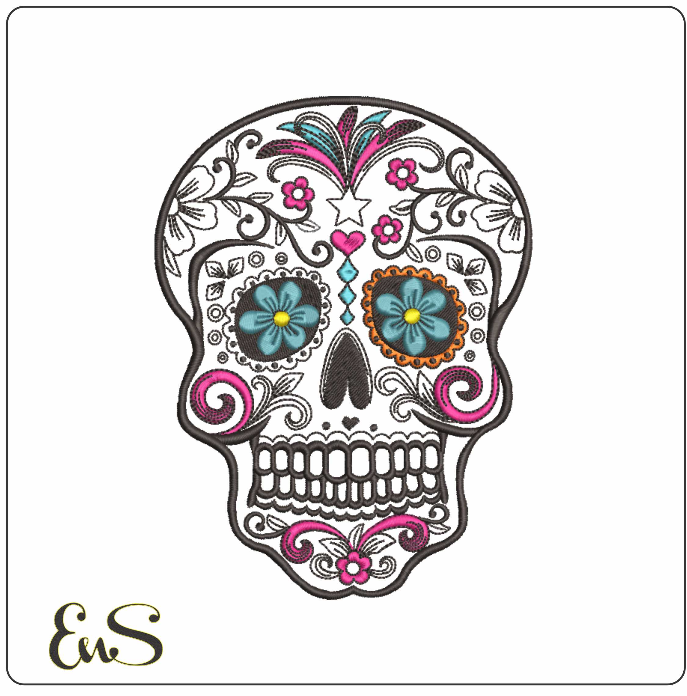 Sugar Skull Open Lady Day of the Dead - Halloween embroidery design - embroidery file - instant download